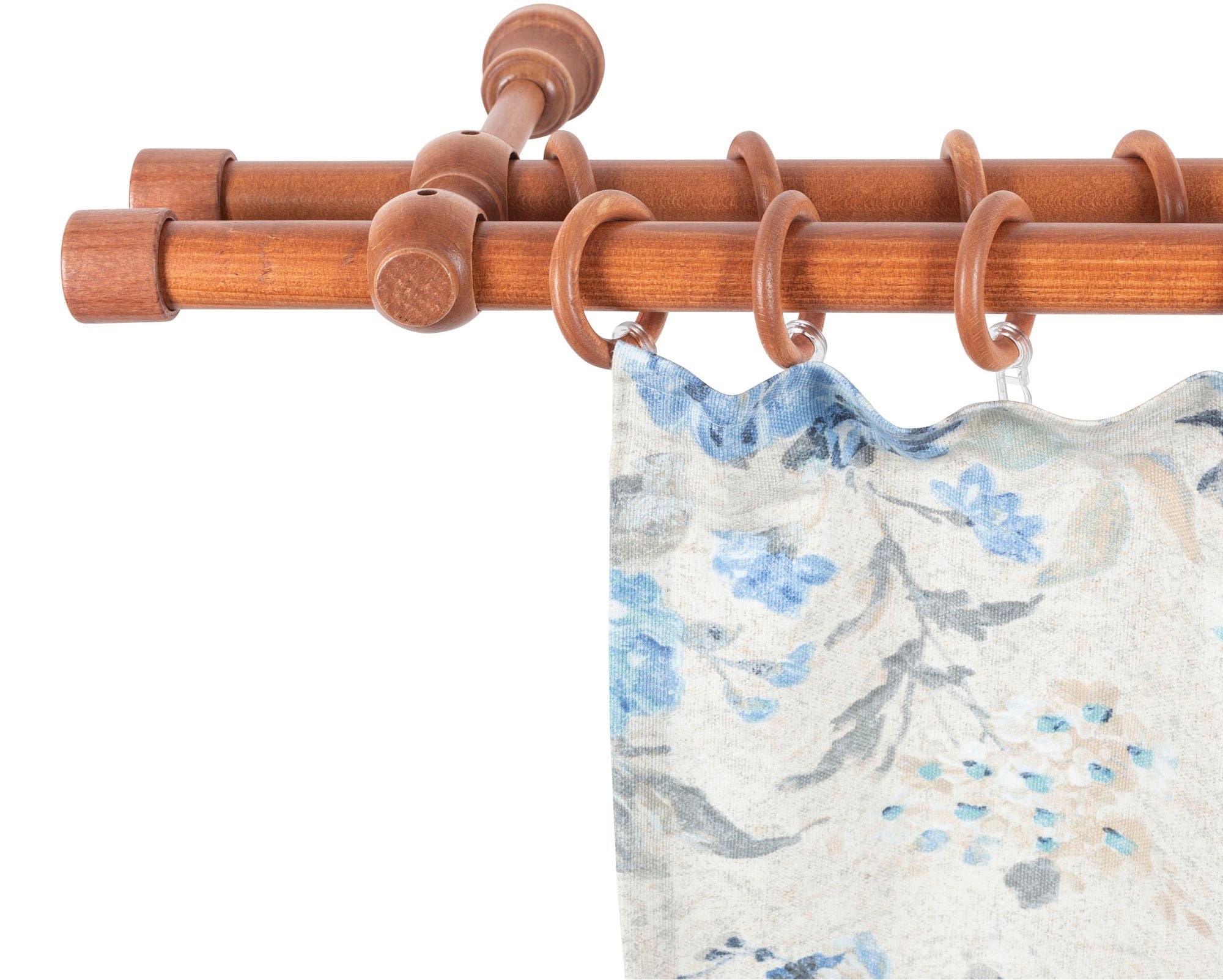 SN DECO GROUP Gardinenstange »Cafiro« 2 läufig-läufig Fixmaß 28 mm, Holz, verschiedene Längen und Farben, Komplettset