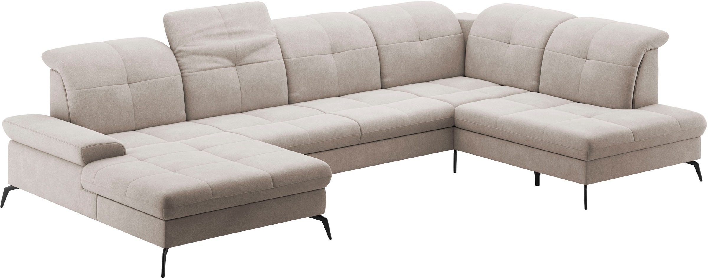 sit&more Wohnlandschaft »Amica, U-Form, inkl. Sitztiefenverstellung und Armteilverstellung«, wahlweise mit Kopfteilverstellung, Bettfunktion und Bettkasten