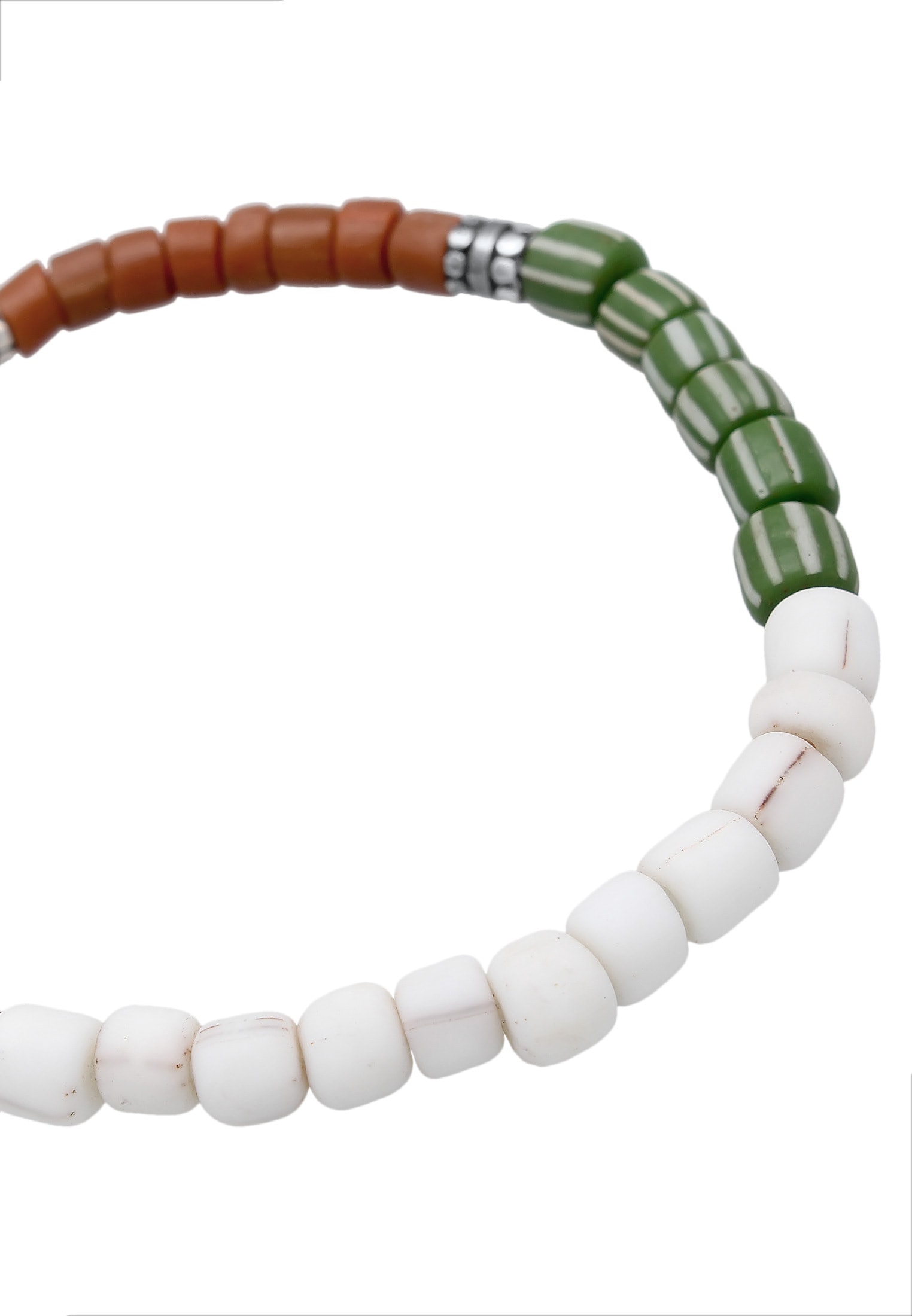 Kuzzoi Armkette »Armband Glass Beads Weiß-Braun 925 Silber«