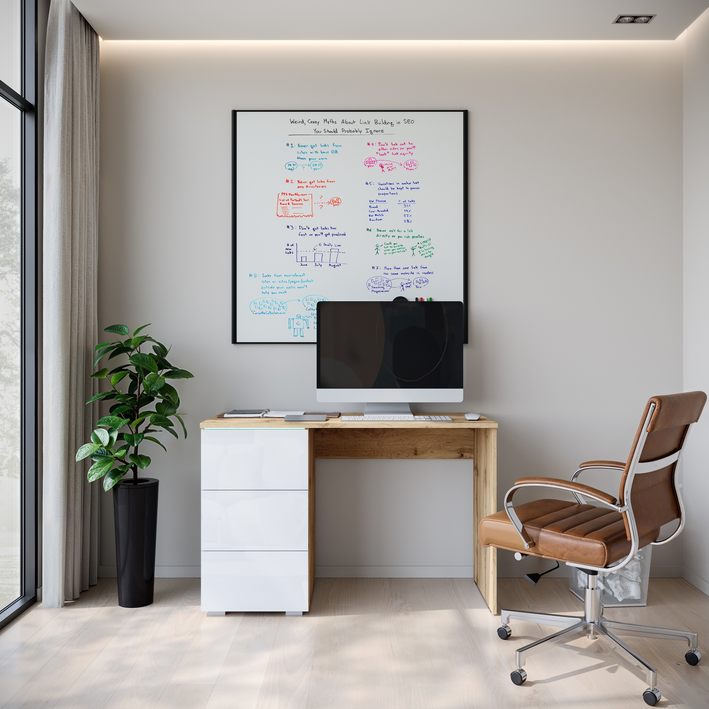 INOSIGN Schreibtisch »Vera«, (1 St.), Modernes Schreibtisch mit LED, Push-to-Open und 3 Schubladen.