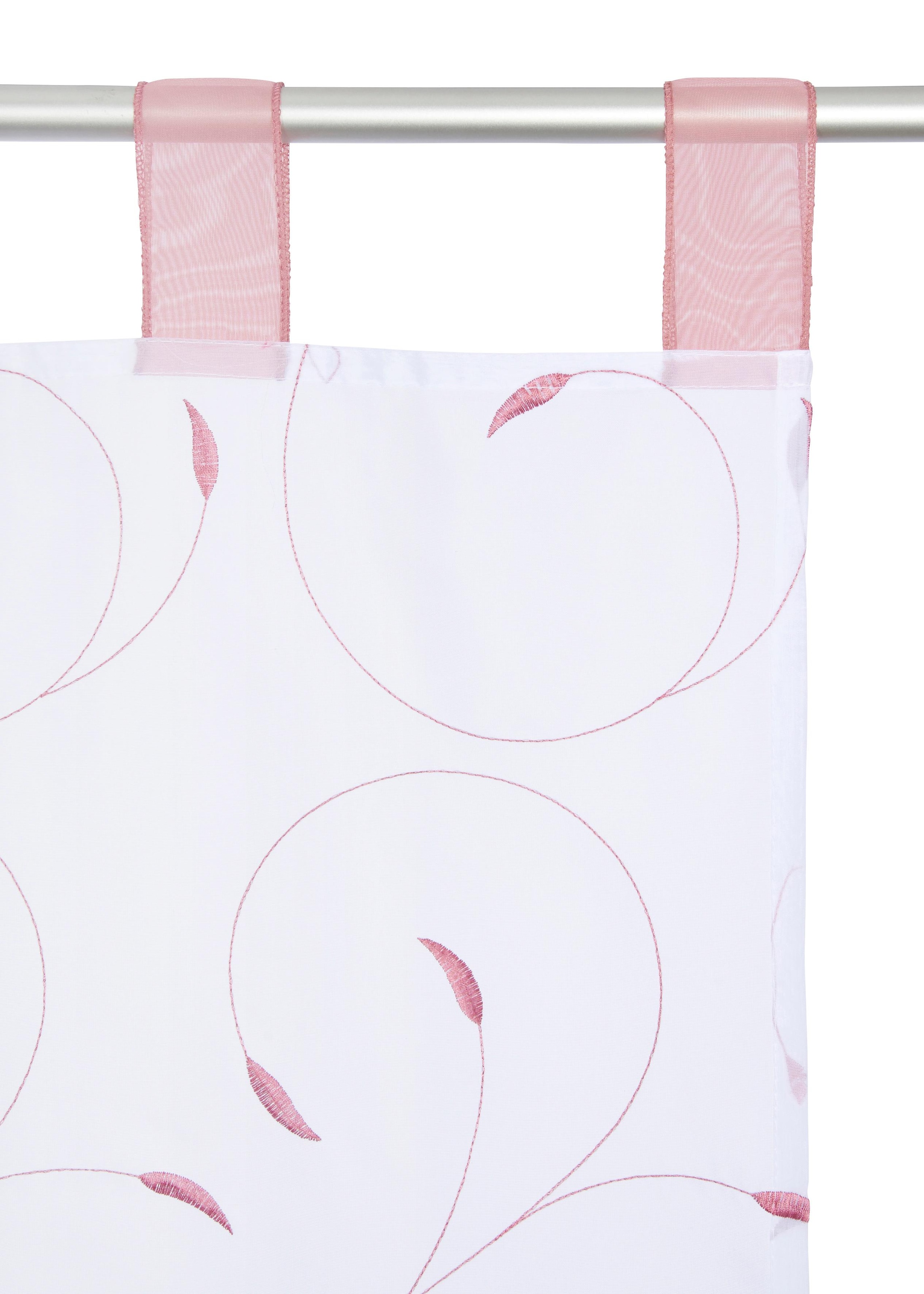 my home Bändchenrollo »Clara«, mit Schlaufen, transparent, Polyester,  Schlaufen, Stickerei