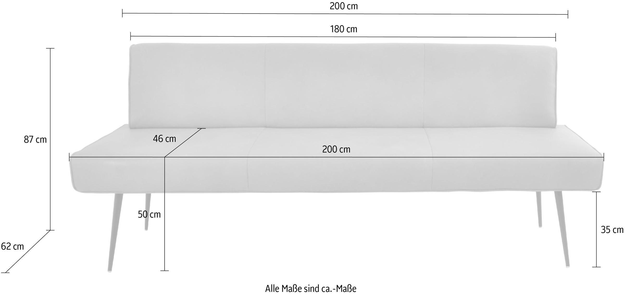 K+W Komfort & Wohnen Essgruppe »Giacomo I«, (6 tlg., Polsterbank, 2 Stühle und 2 Armlehnenstühle), 2 Stühle und Bank, 2 Armlehnenstühle Stoff 775, Tisch 160 oder 180 cm