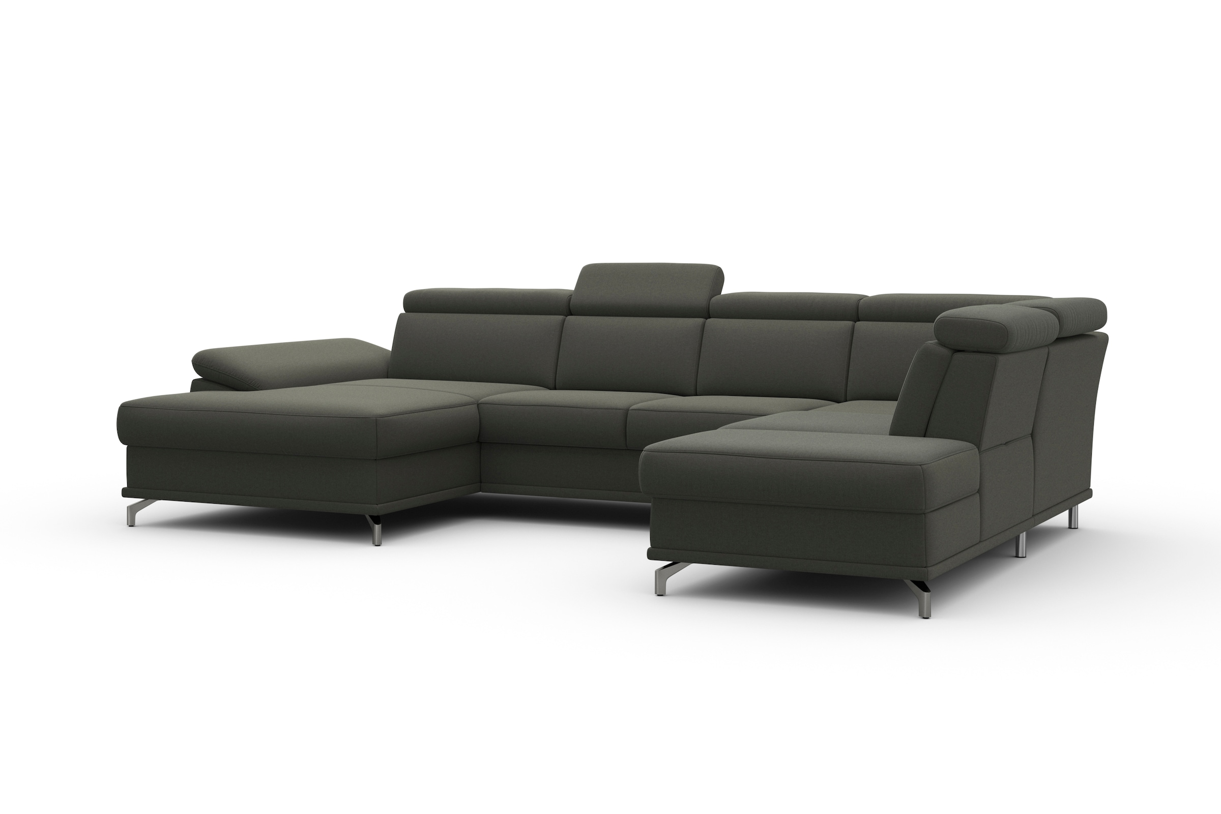 sit&more Wohnlandschaft »Cabrio U-Form, mit Sitztiefenverstellung, Arm- und Kopfteilverstellung«, 3 Nierenkissen, Federkern, optional Bettfunktion und Stauraum