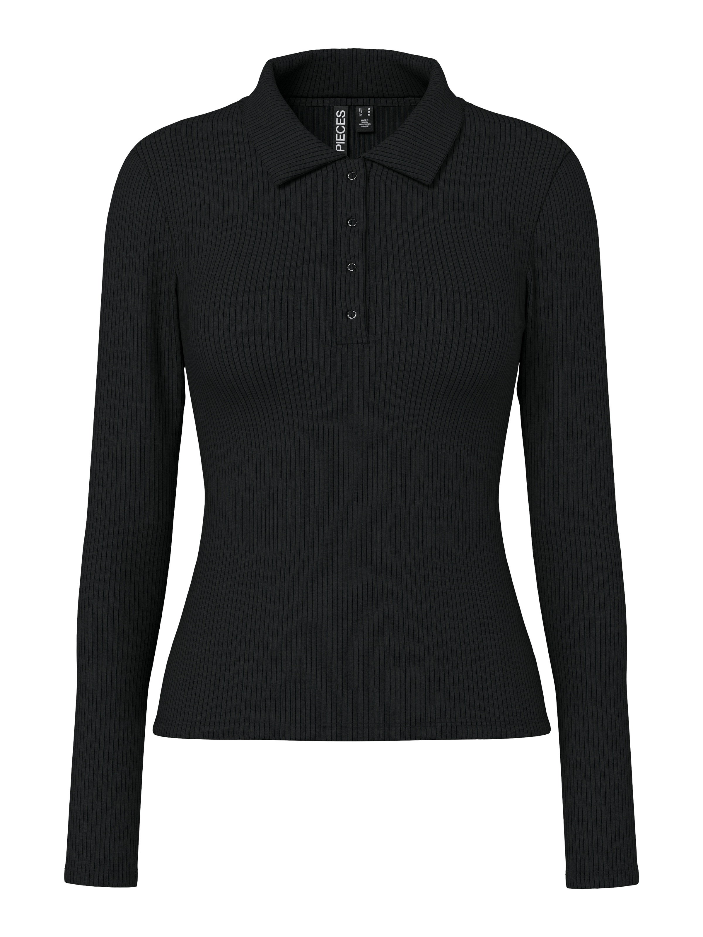 pieces Langarm-Poloshirt »PCKITTE LS POLO TOP JRS NOOS« mit gerippter Struktur