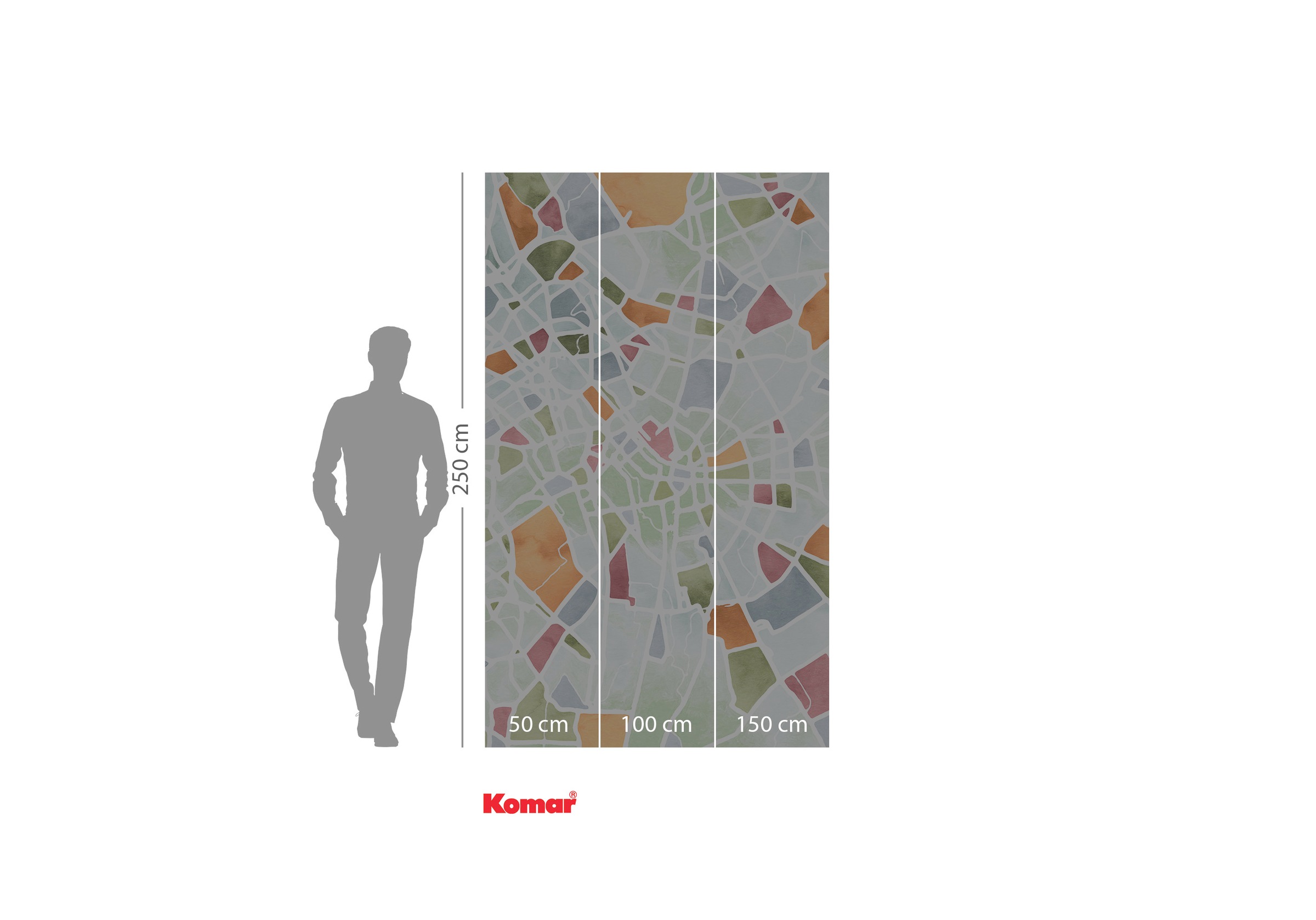 Komar Fototapete »Komar Vlies Fototapete - City Map - Größe 150 x 250 cm«, bedruckt