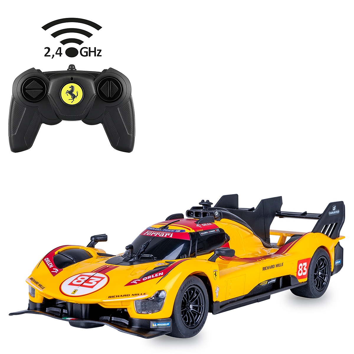 Jamara RC-Auto »Ferrari 499P-N83 1:24 gelb 2,4GHz«
