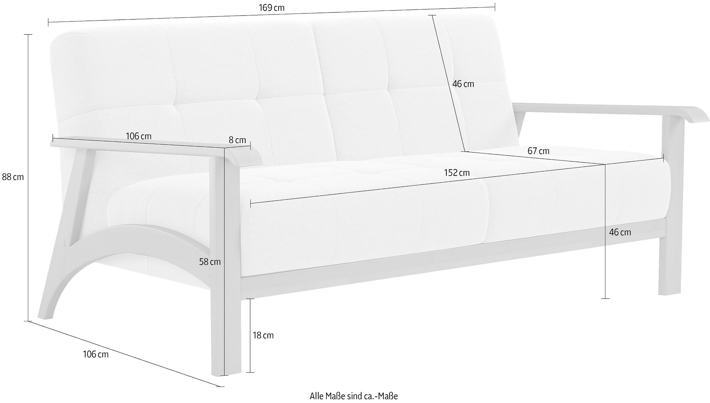sit&more 2,5-Sitzer »Billund«, Armlehnen aus Buchenholz in natur, verschiedene Bezüge und Farben