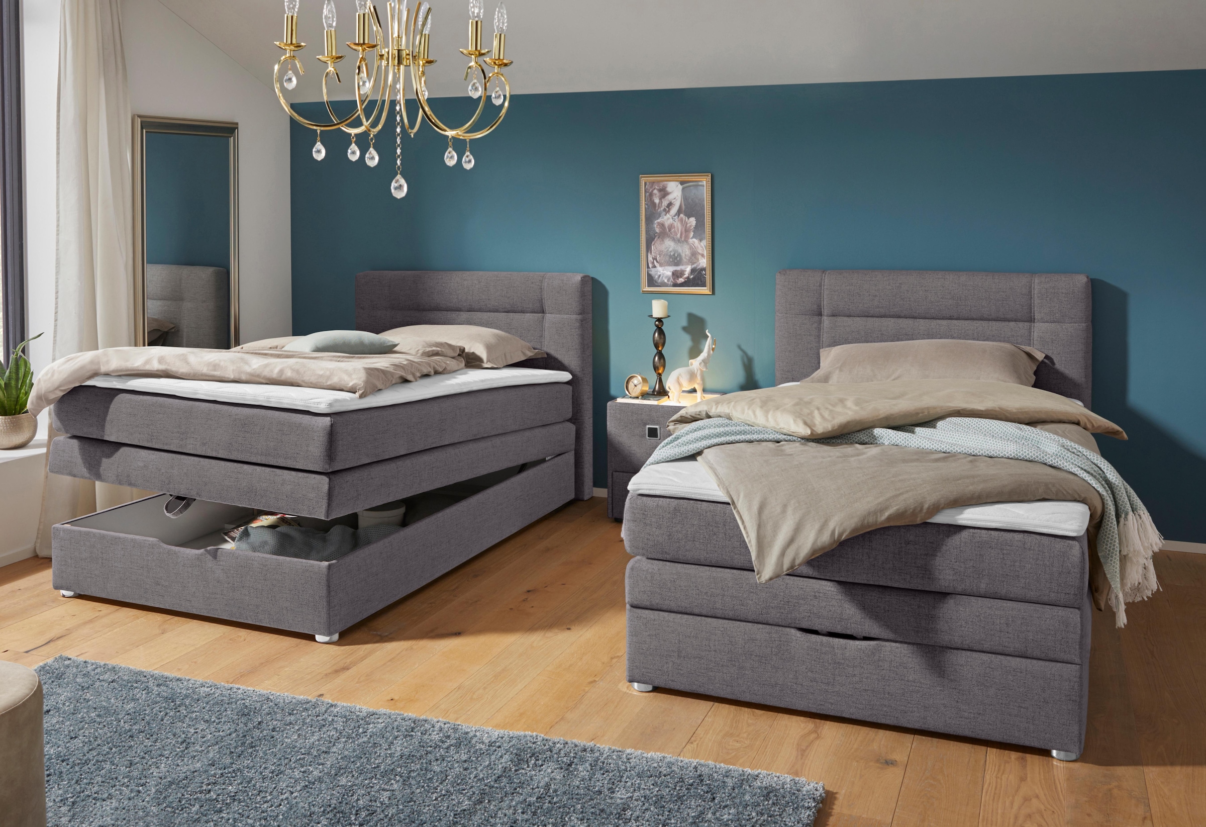 Jockenhöfer Gruppe Boxspringbett »Carmen« mit Bettkasten und Topper, erhältlich in  120 & 140cm Breite