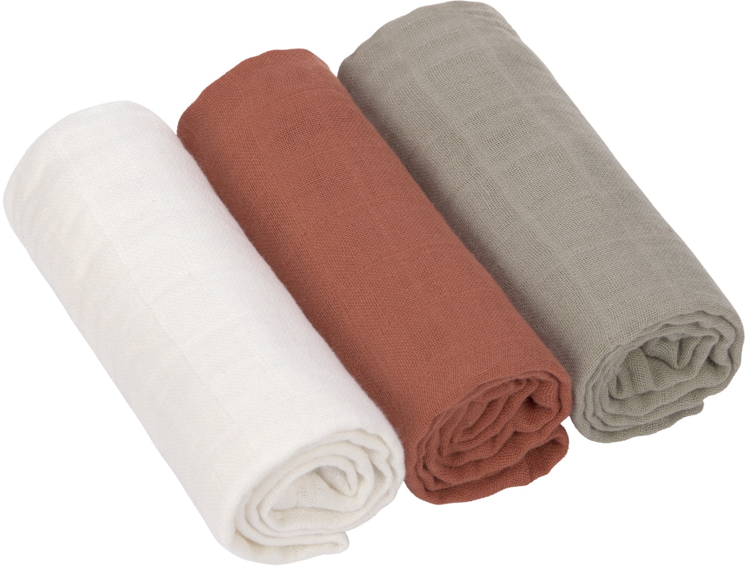 LÄSSIG Stoffwindeln »Mulltuch Set M, Olive/milky/rust«, (Set, 3 St.), PETA-approved vegan
