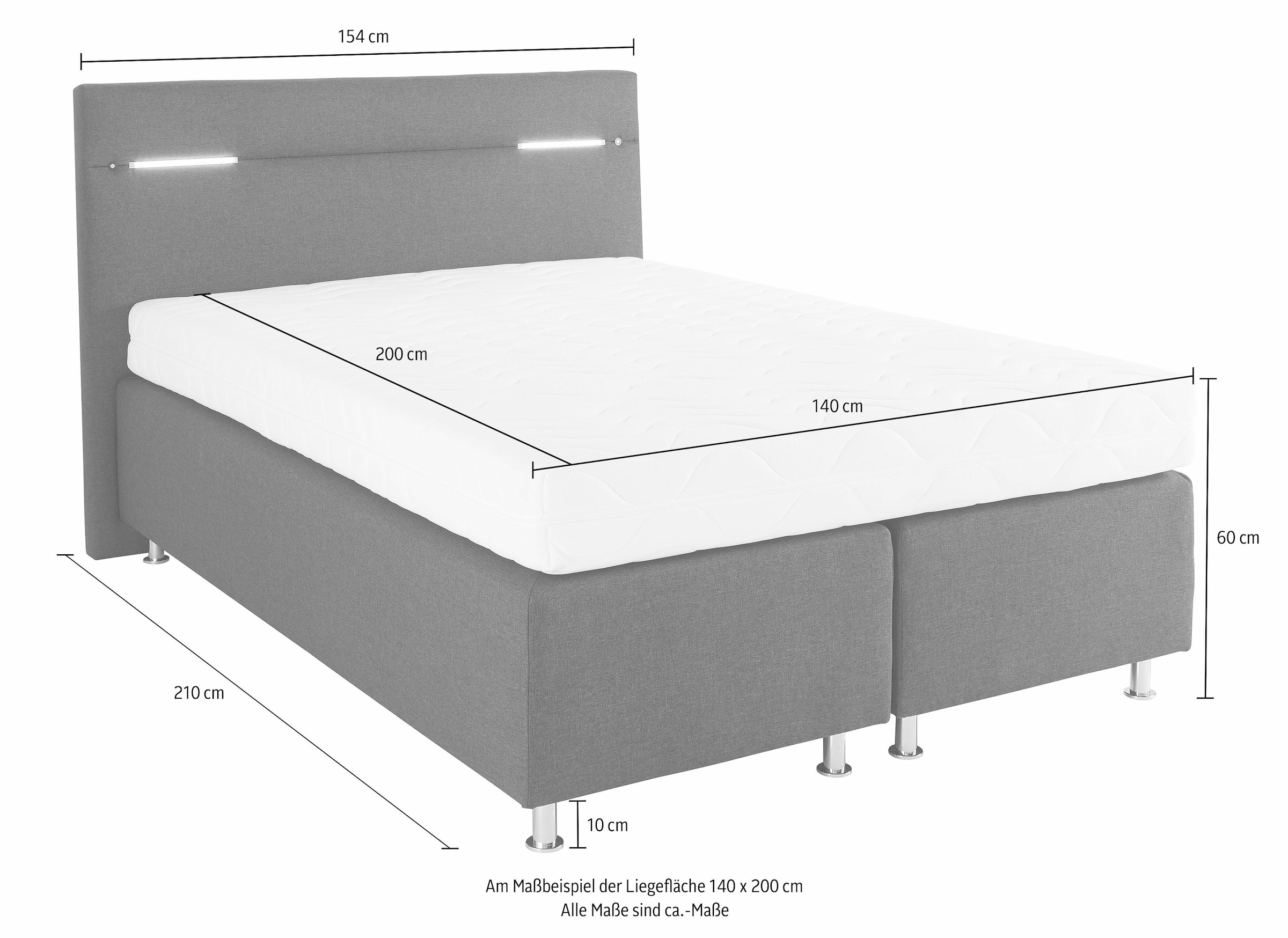 Westfalia Schlafkomfort Boxspringbett, wahlweise mit LED-Beleuchtung