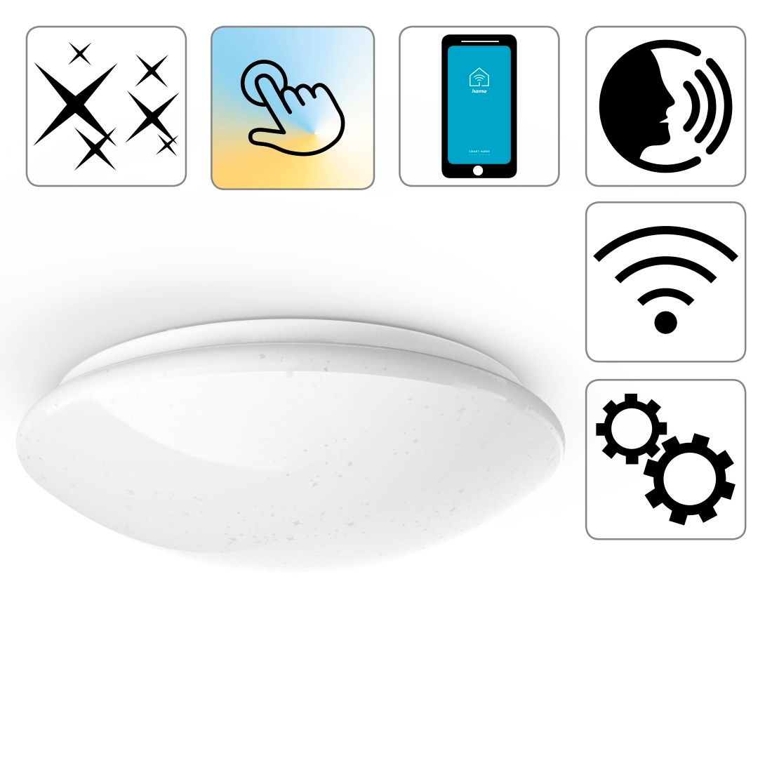 Hama Deckenleuchte »WiFi Leuchte, Lampe, gesteuert via Alexa, Google, App, Glitzer, rund«