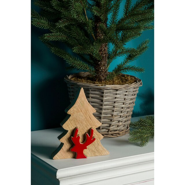 Myflair Möbel & Accessoires Dekobaum »Deko Puzzle Baum, mit Rentier«,  Weihnachtsdeko aus Holz, Weihnachtsbaum, Höhe ca. 17 cm bequem kaufen
