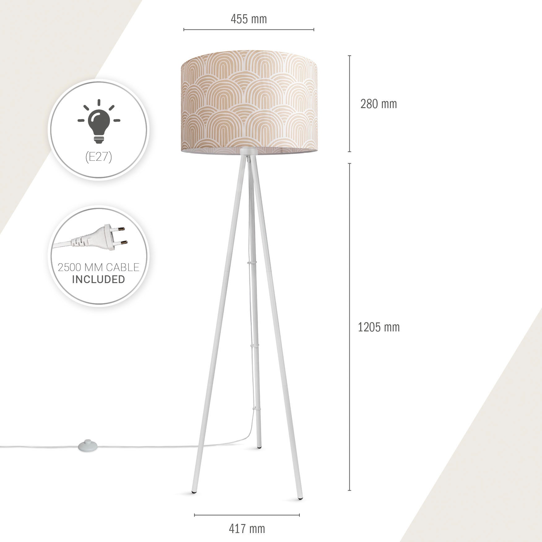 Paco Home Stehlampe »Trina Pillar«, Wohnzimmer Stehleuchte Dreibein Stativ  Mit Stoffschirm Uni Modern online kaufen | mit 3 Jahren XXL Garantie