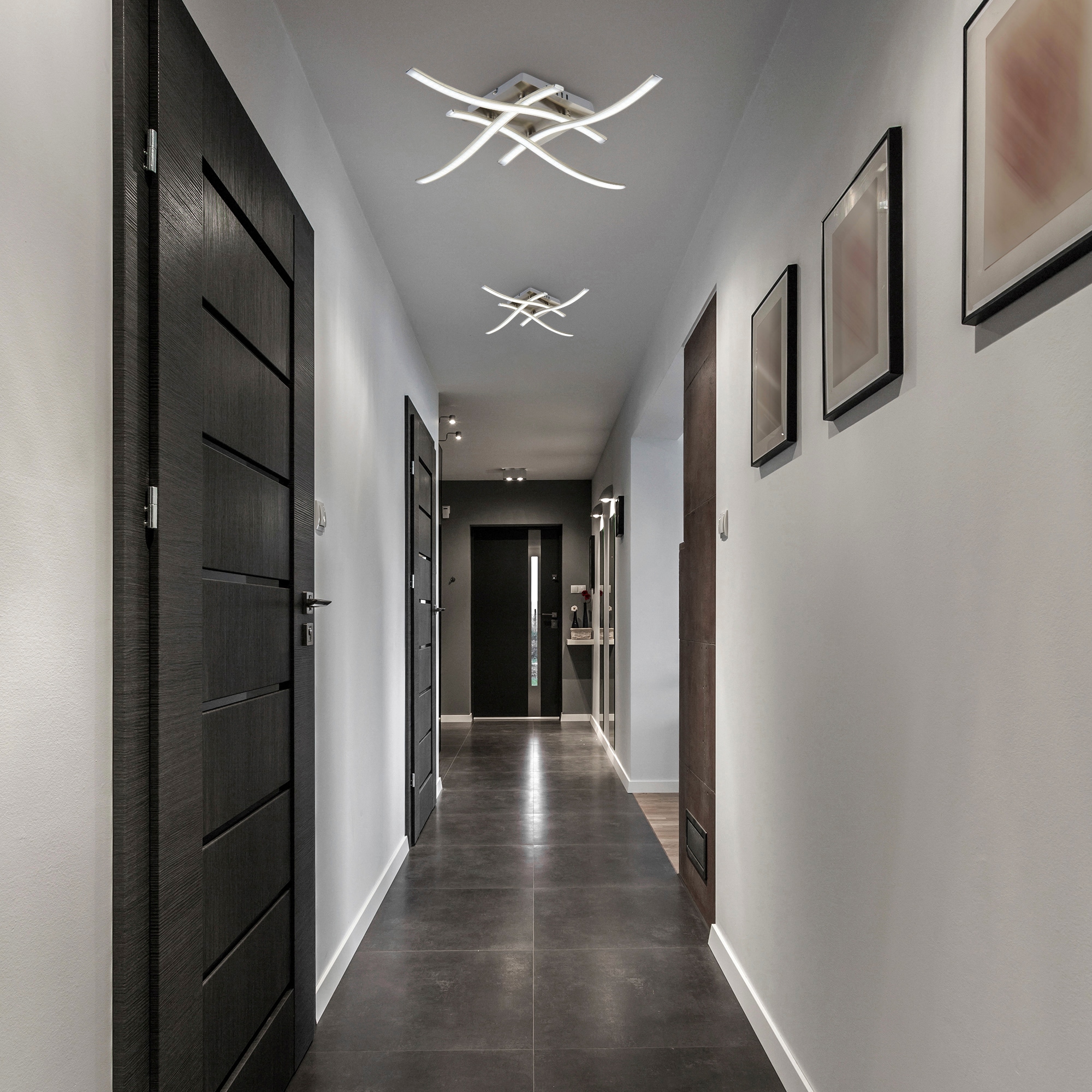 B.K.Licht LED Deckenleuchte »BK_DL1051 LED Deckenlampe, Modern, Warmweißes Licht, Aluminium, 13,6W«, 4 flammig, Leuchtmittel LED-Modul | LED fest integriert, 4-Flammig, Inkl. 13,6W LED, 1.400 Lm, 3.000K, 47,5x47,5cm (LxB)