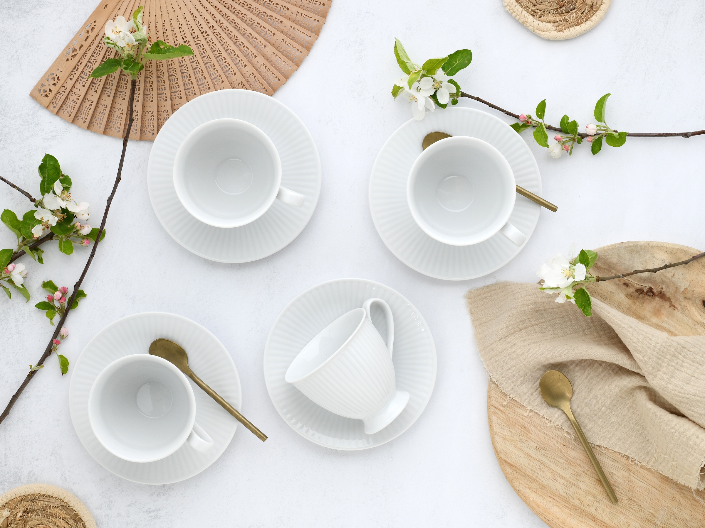 CreaTable Tasse »Valencia Weiß, Kaffeeset, 12-tlg.« Elegant, Boho Chic