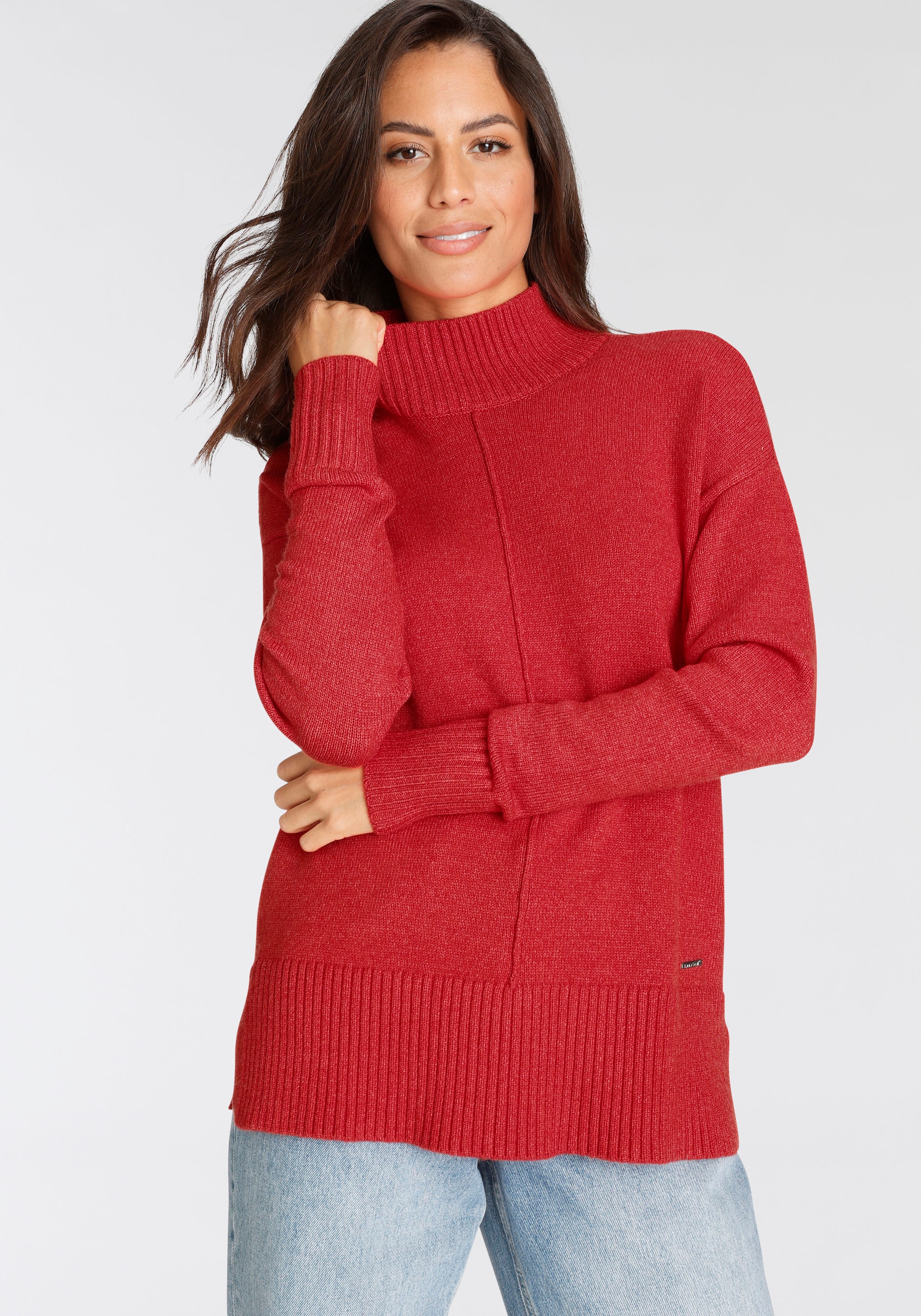Laura Scott Stehkragenpullover, mit Zierbiese