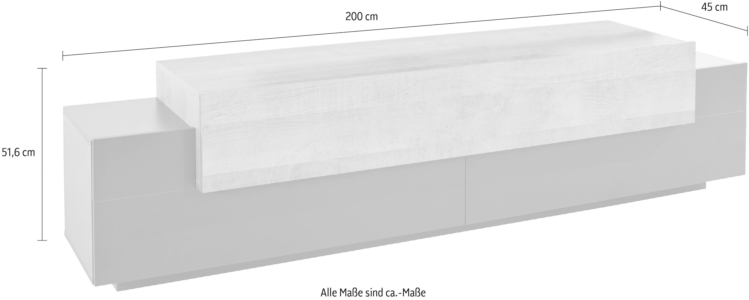 INOSIGN Lowboard »Coro,Lowboard,TV-Kommode,TV-Möbel,TV-Bank«, mit 3 Klappen davon 2 mit Push-to-Open Funktion Breite 200 cm