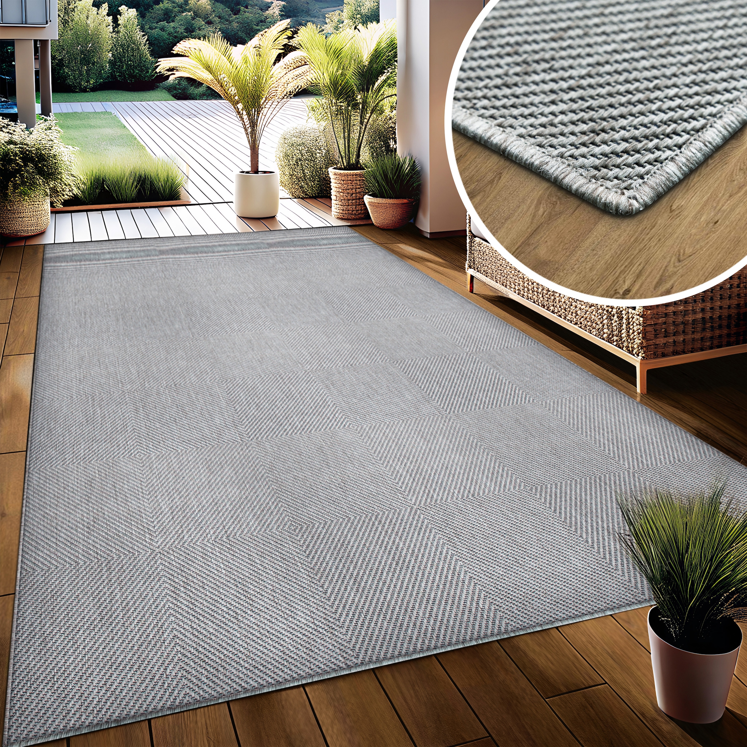 my home Teppich »Anna, auch als Läufer erhältlich«, rechteckig, 3 mm Höhe, In- und Outdoor geeignet, Sisal-Optik, Wetterfest & UV-beständig