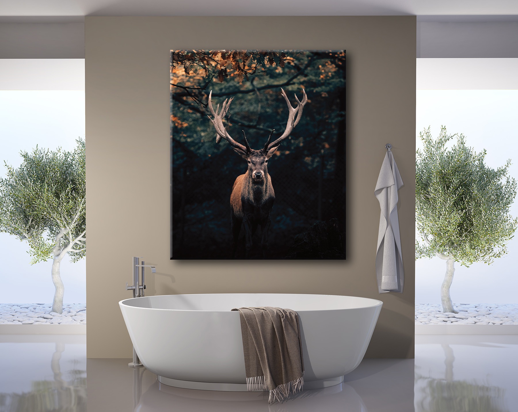 Bönninghoff Leinwandbild »Wandbild HIRSCH IM WALD XXL 118x140 cm – Leinwandbild Keilrahmen Deko« Hirsch | Hirschbilder | Hirsche | Natur | Rehe | Tiere | Wald | Wildtiere 1 Stk. tlg. auf Keilrahmen gespannt