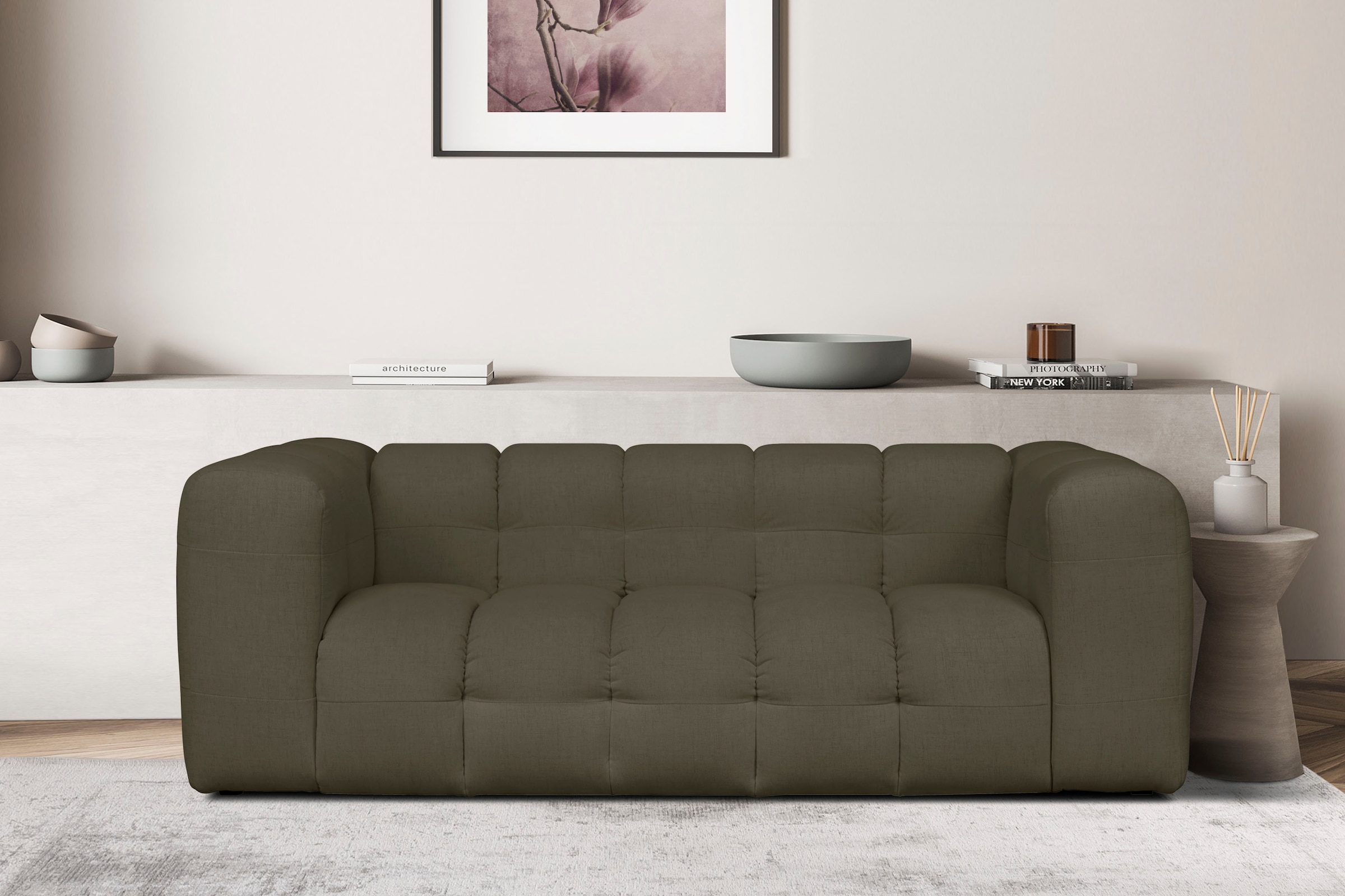LeGer Home by Lena Gercke 3-Sitzer »TALISHA Designersofa, moderne Steppung, Maße B/T/H: 229/110/75 cm«, moderne Steppung, hoher Sitzkomfort