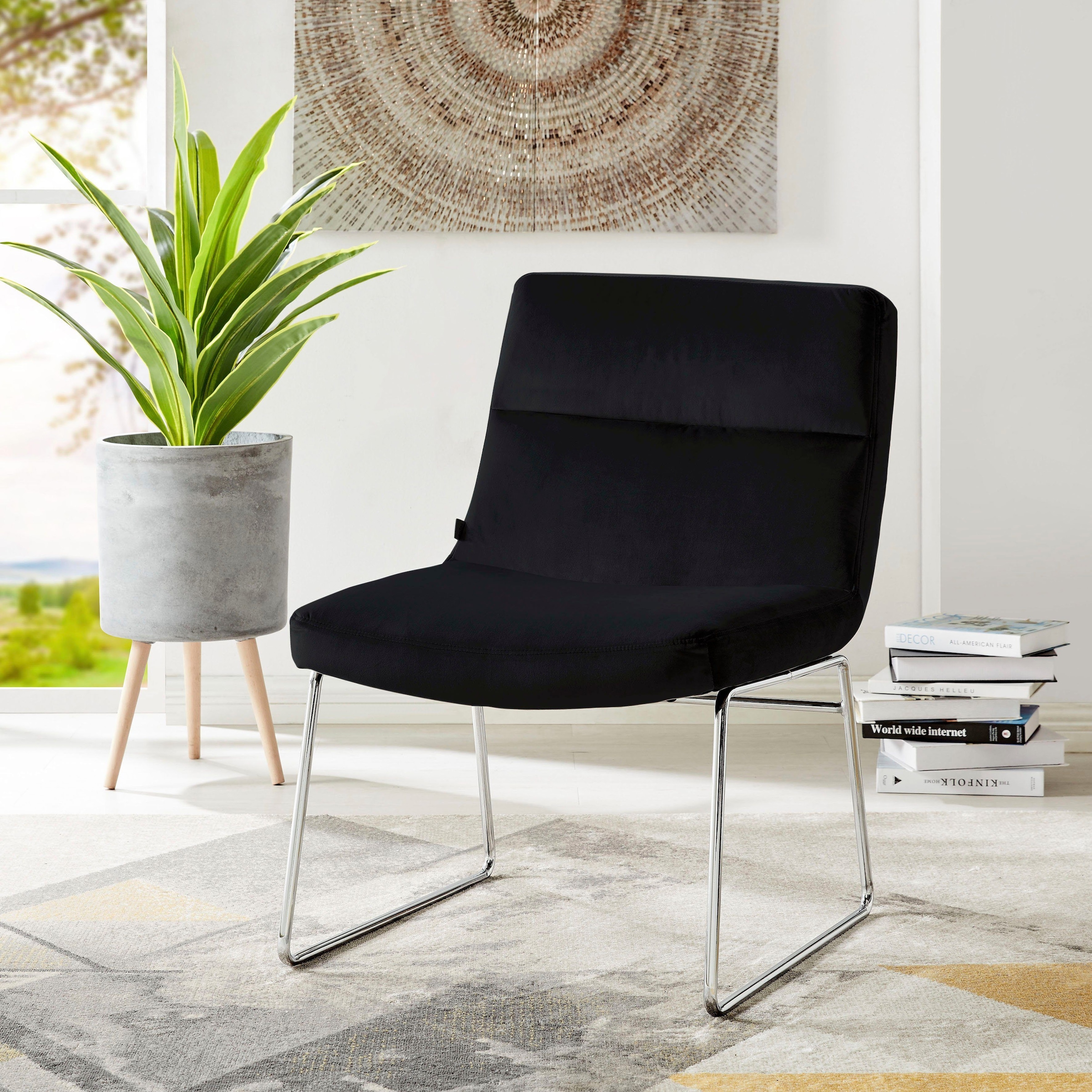andas Sessel »Gil, Loungesessel Wohnzimmer,«, Samtvelours Bezug, in drei Farbvarianten, Sitzhöhe 47,5 cm