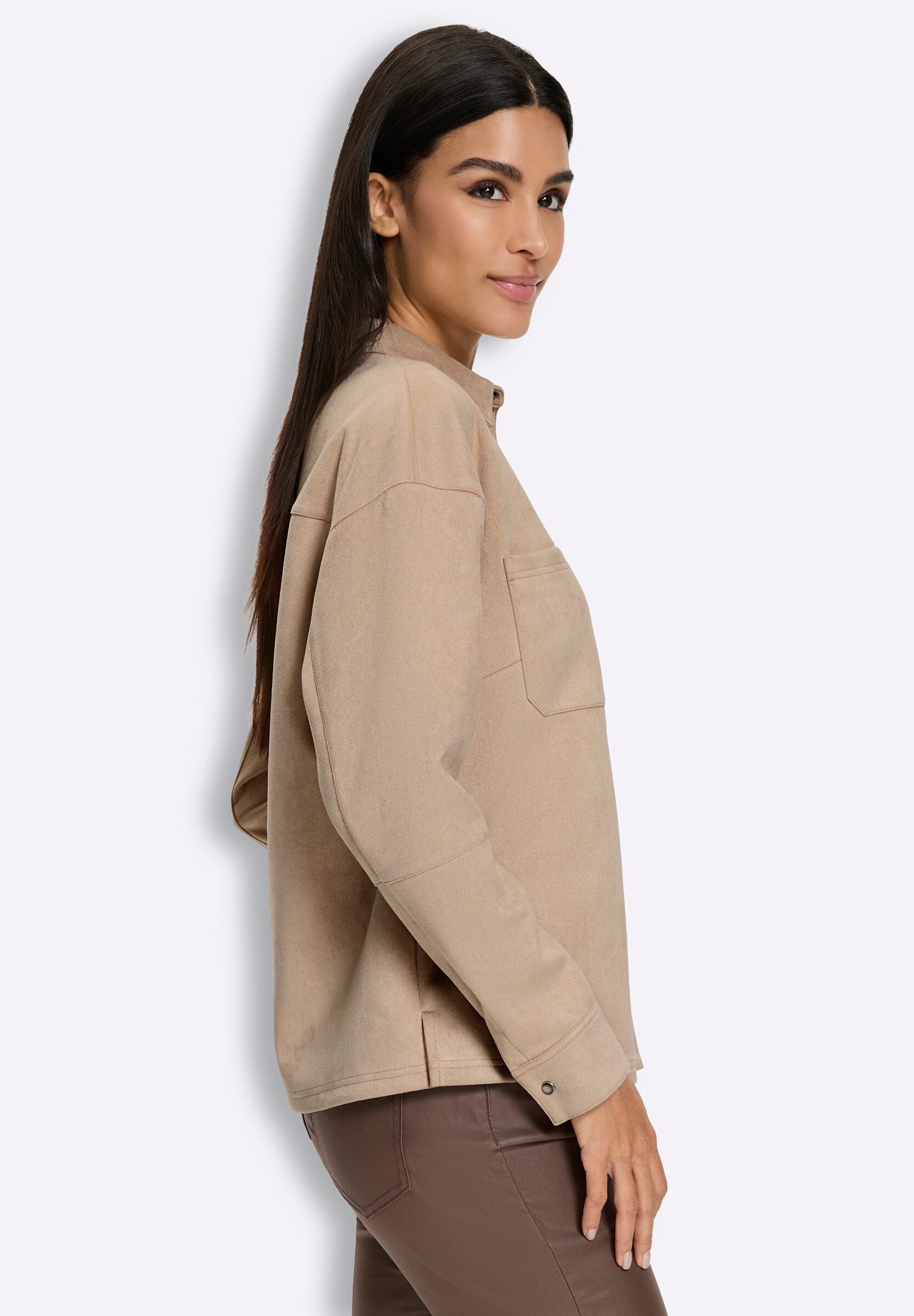 heine Klassische Bluse »Lederimitat-Bluse Hemdbluse aus Veloursleder-Imitat«