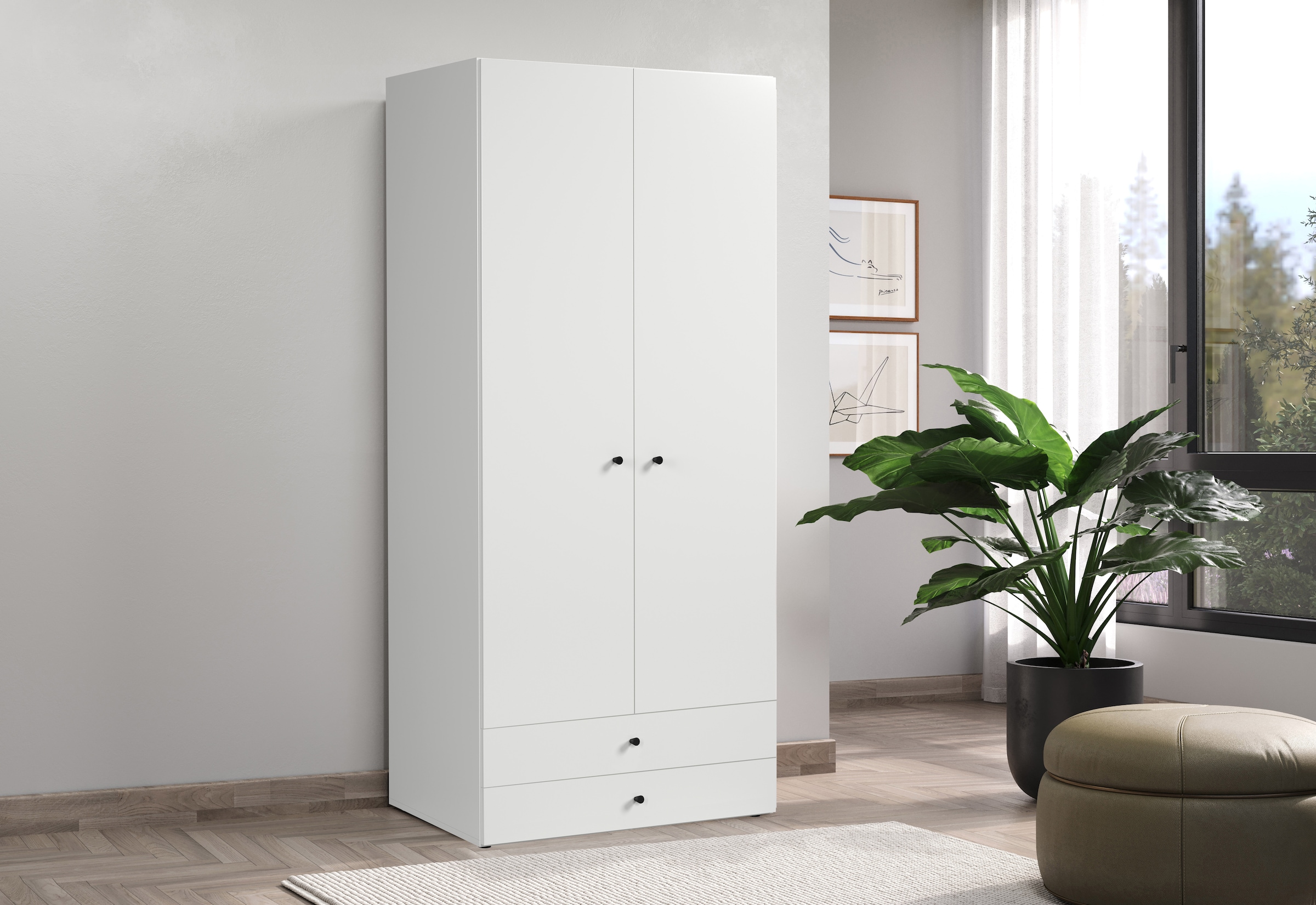 INOSIGN Kleiderschrank »Jersey Schlafzimmerschrank Garderobe Bestseller Schrank«, (1 St., Drehtürenschrank mit modernen Griffen Otto´s Choice), Drehtürenschrank mit 2 Schubladen - (B/T/H) 85/52/188 cm