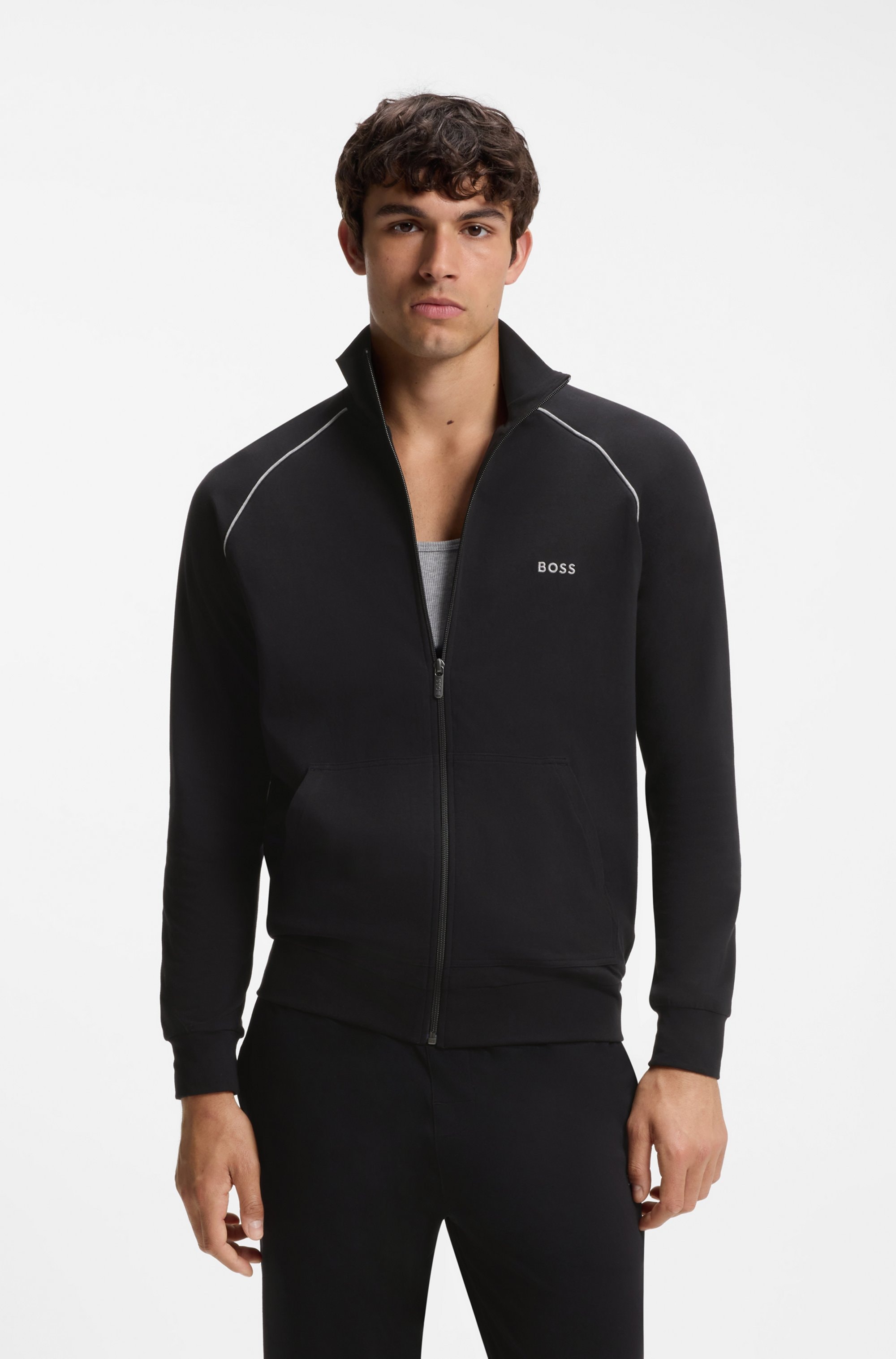 BOSS Sweatjacke »Mix&Match Jacket Z« mit Kontrastnaht am Ärmel