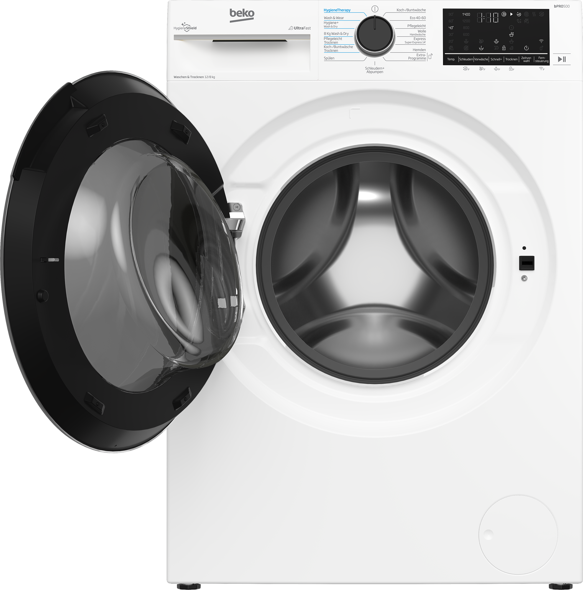 BEKO Waschtrockner »B3DFT512447W«, Vollelektronik, SteamCure-Damp, Wash & Wear