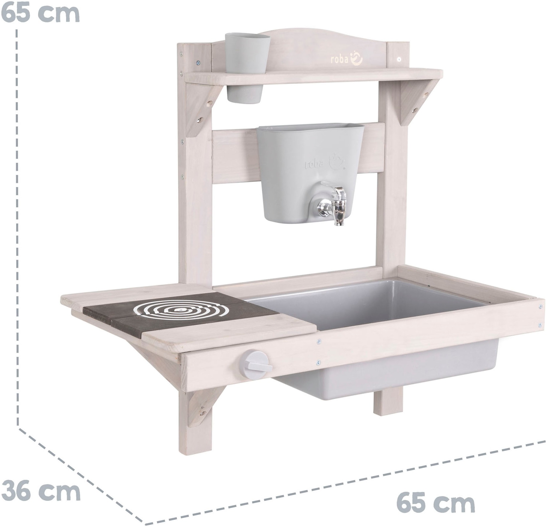 roba® Outdoor-Spielküche »Matschküche zum Hängen, grau lasiert, aus Holz«, FSC® - schützt Wald - weltweit