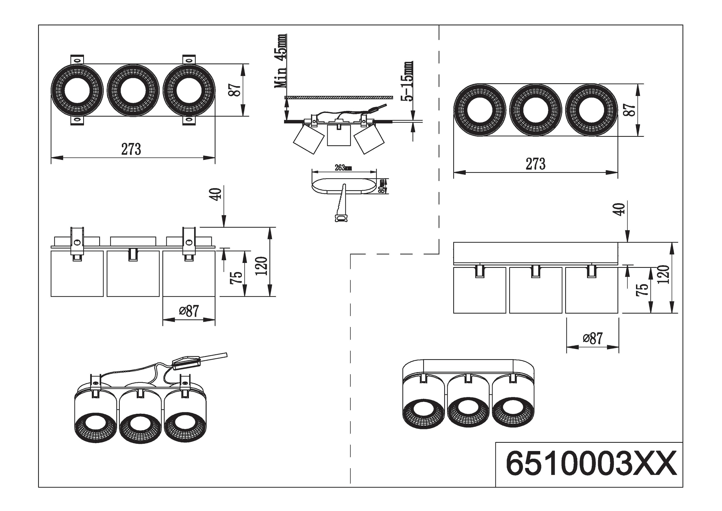 TRIO Leuchten Deckenleuchte »GUAYANA, Deckenspot 3-flammig exkl 3x GU10 max 10W Spot verstellbar«, 3 flammig, Leuchtmittel GU10 | Leuchtmittel wechselbar, als Aufbauspot oder Einbauspot nutzbar Spot schwenkbar und drehbar