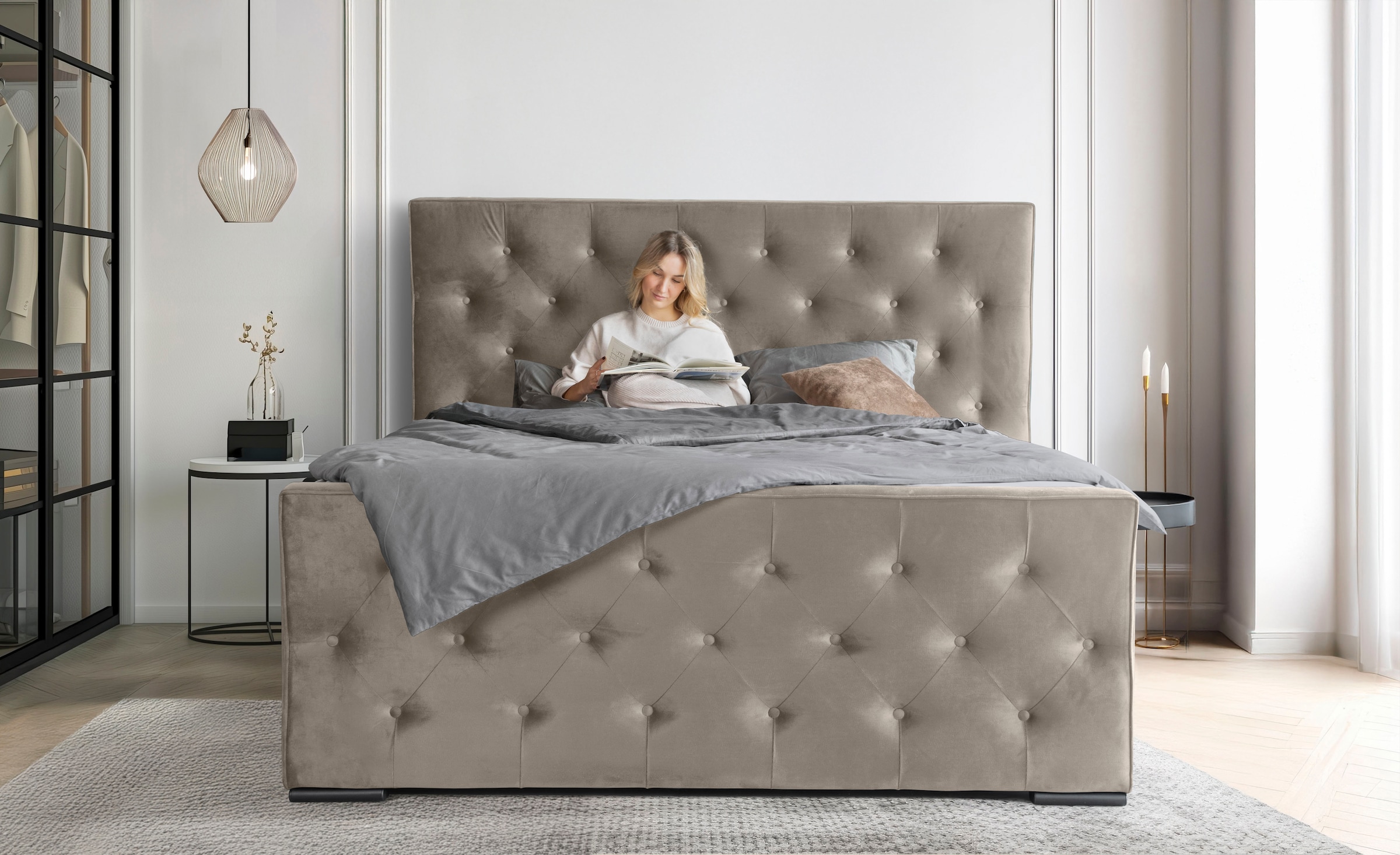 COLLECTION AB Boxspringbett »Florence inkl. Kingsize (28 cm) Matratze (H3) mit integriertem Topper«, inkl. Bettkasten, erhältlich in der Breite 180 cm