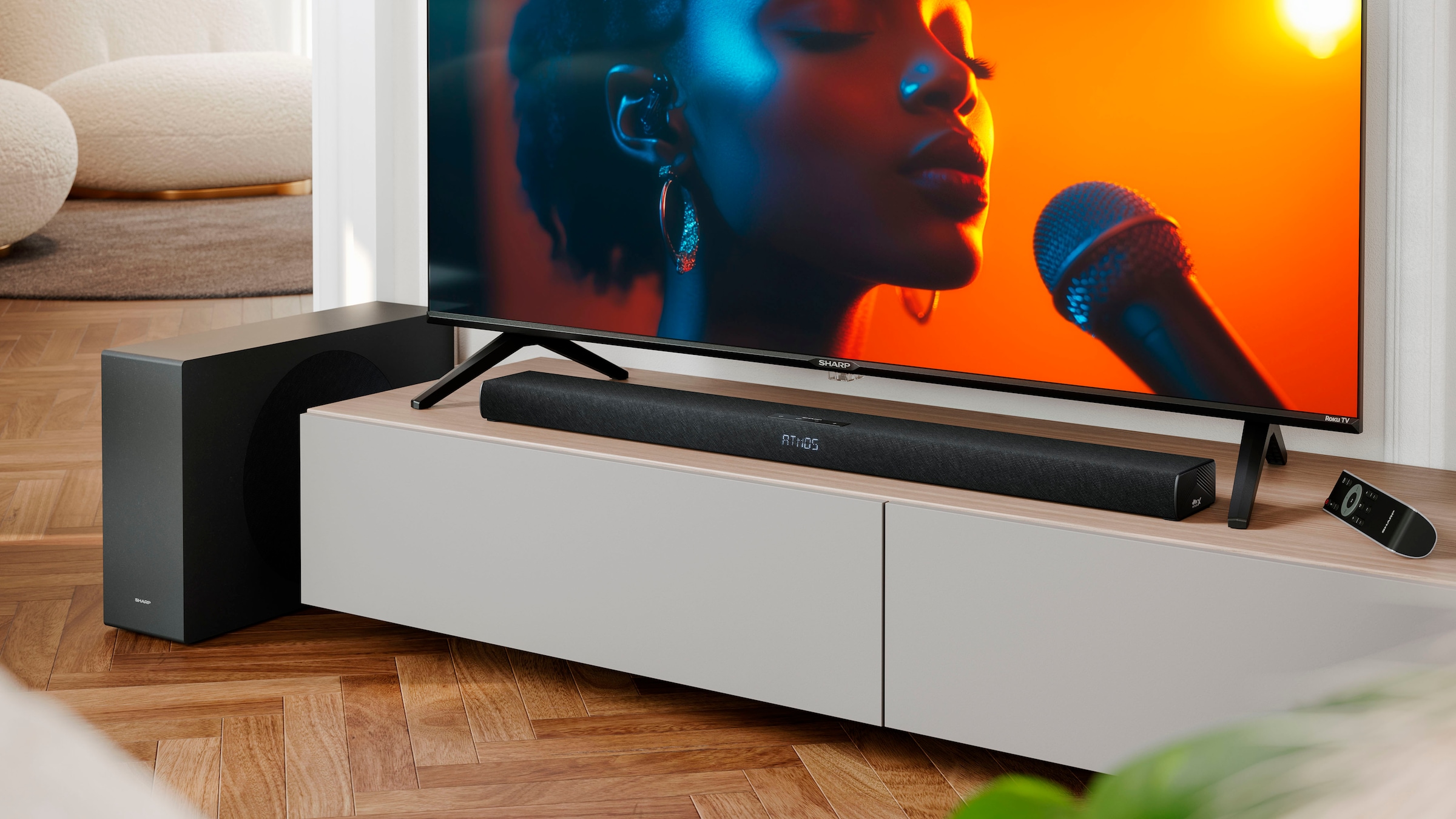 Sharp Soundbar »HT-SBW320« 2.1 (Bluetooth Dolby Digital | Equalizer | Kabellos | Nacht Modus | USB-Wiedergabe )
