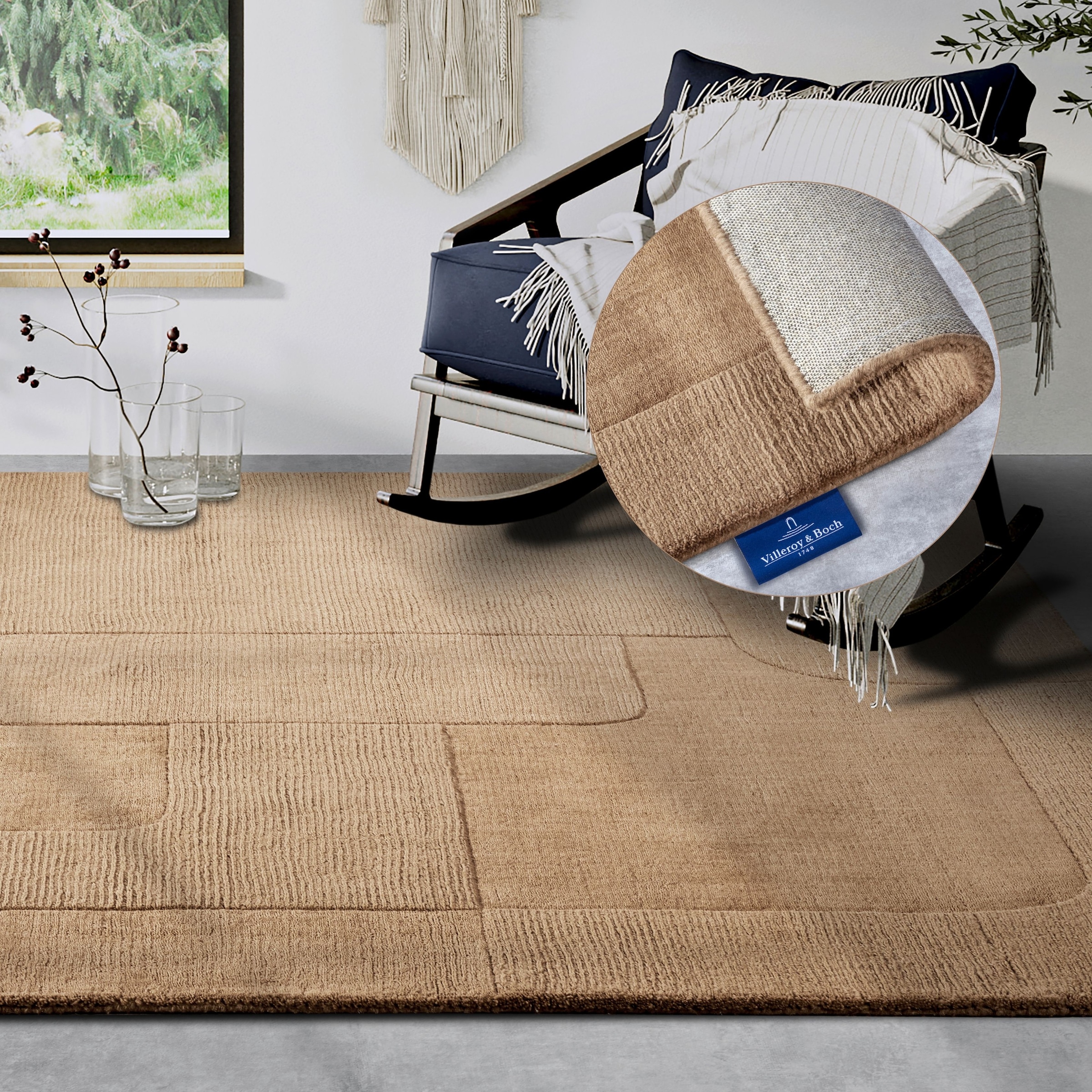 THE RUGS Villeroy & Boch 1906 Wool Rug Charlotte – Handwoven Soft & Durable in Beige | Size: 80cm x 150cm