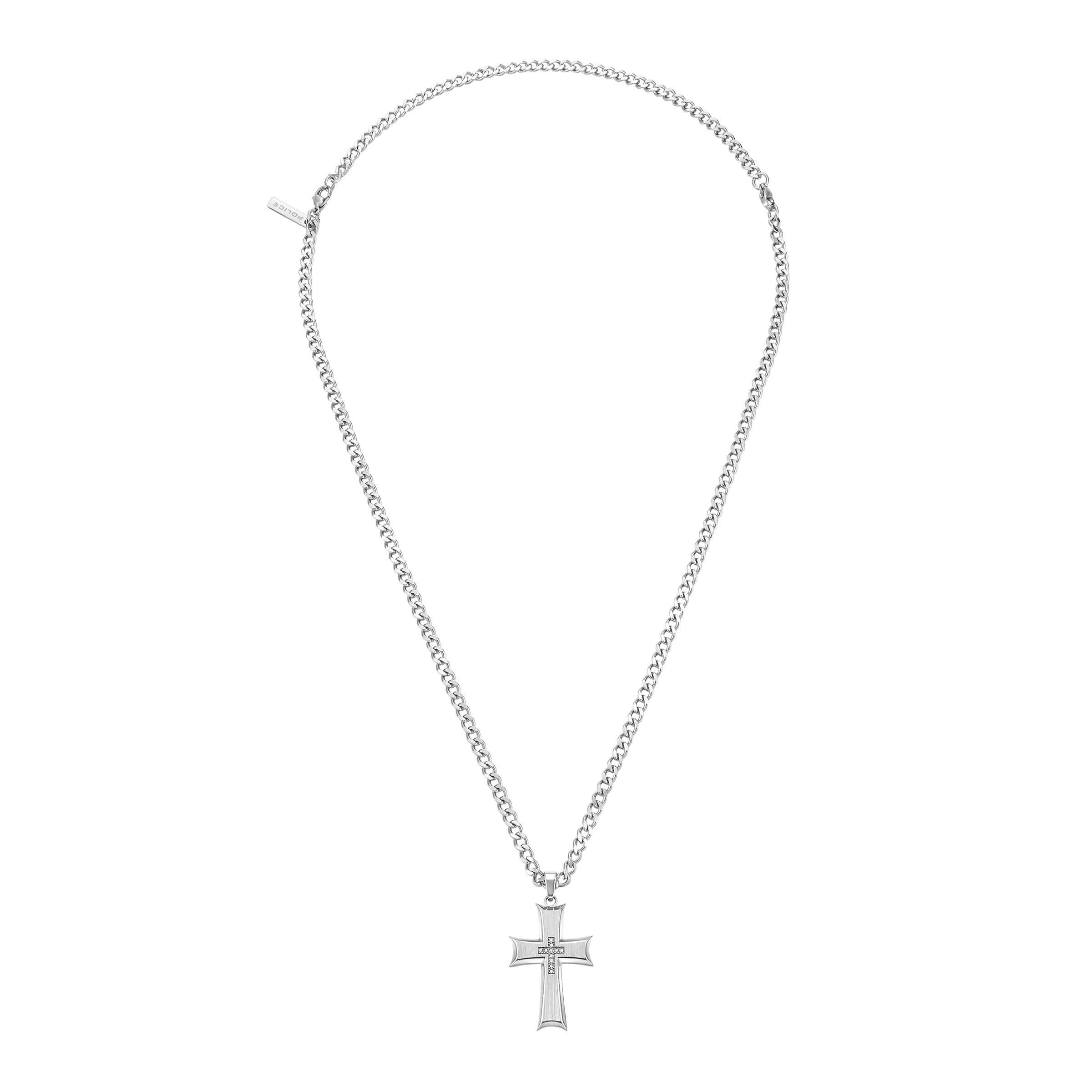 Police Kette mit Anhänger »Extreme Rebel Kreuz« mit Zirkonia (synth.)
