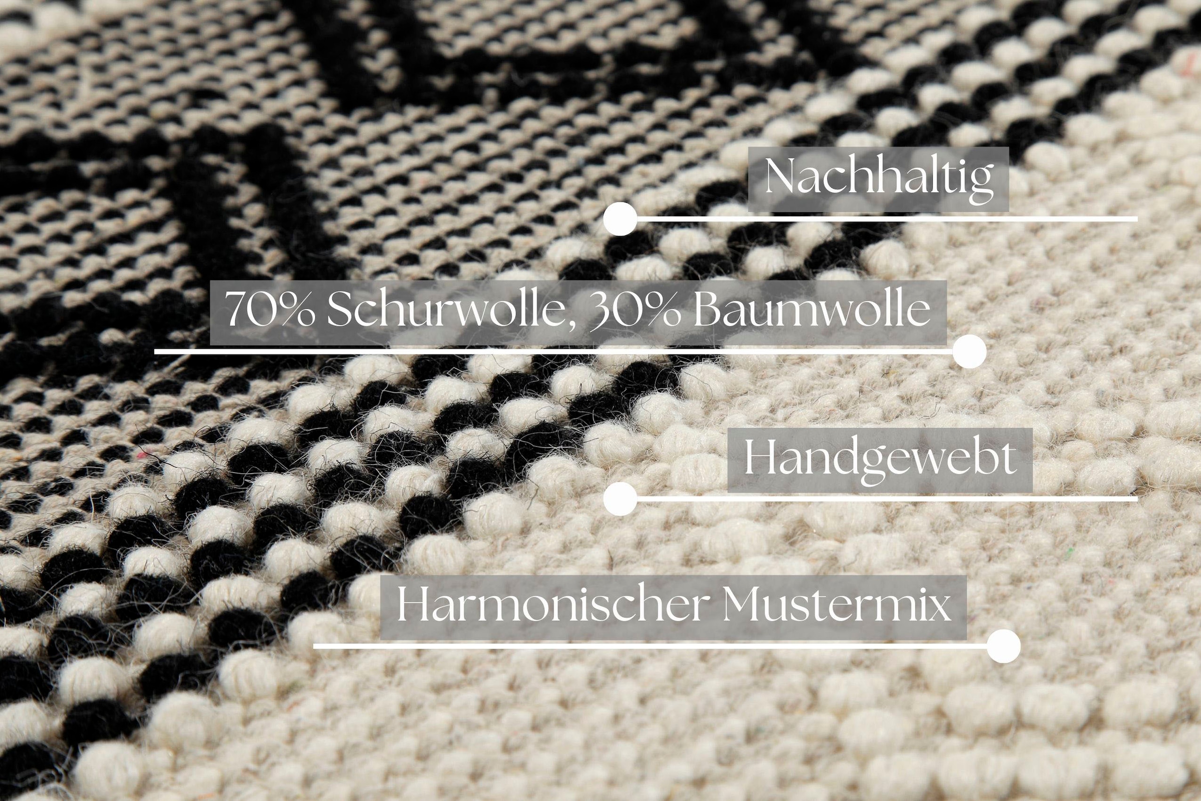 OTTO home Teppich »Jorvik« rechteckig 8 mm Höhe Kurzflor, Wolle, handgewebt, mit Fransen, Schlafzimmer