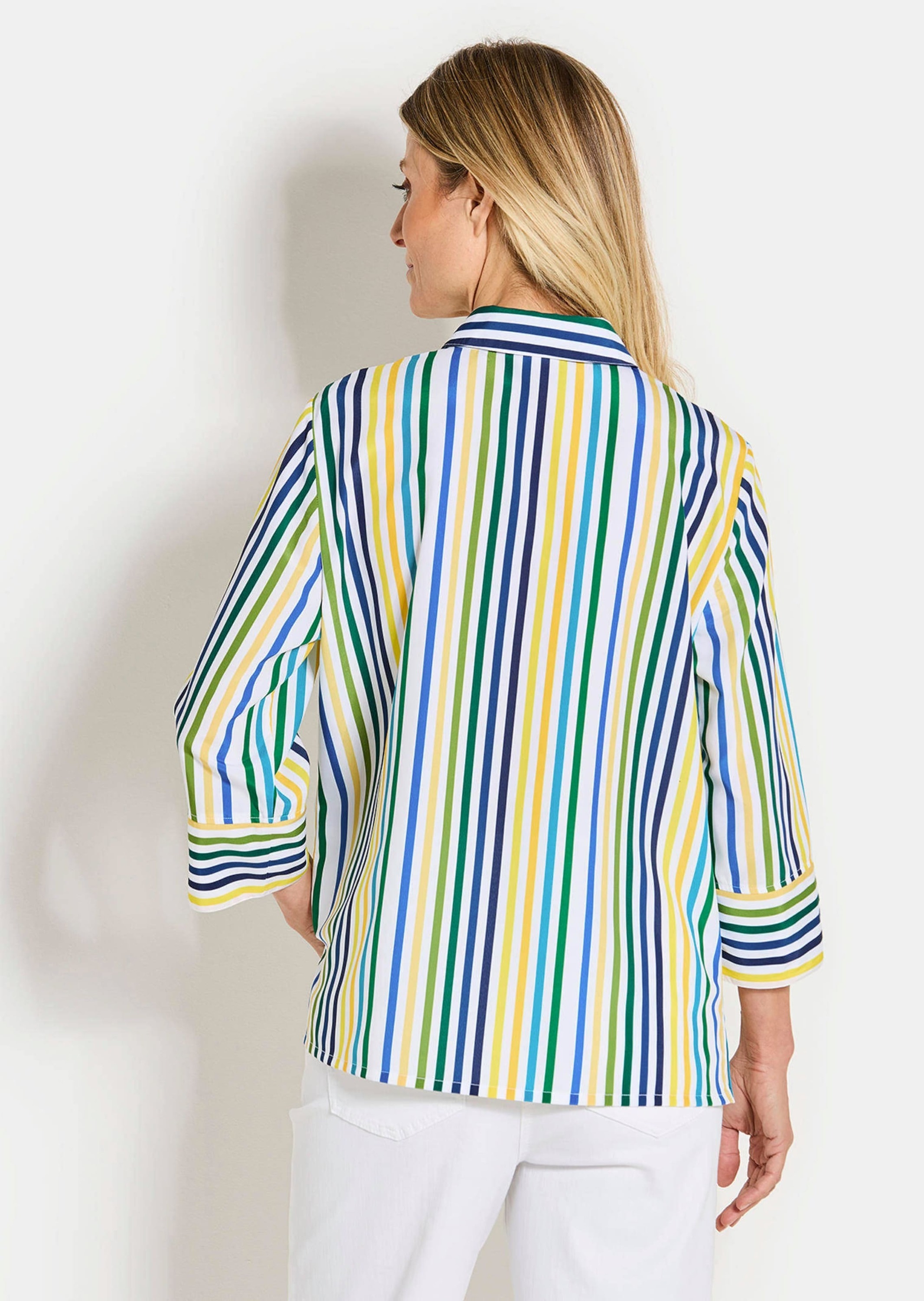 GOLDNER Hemdbluse »Kurzgröße Blusenshirt mit Streifenmuster« Knopfleiste