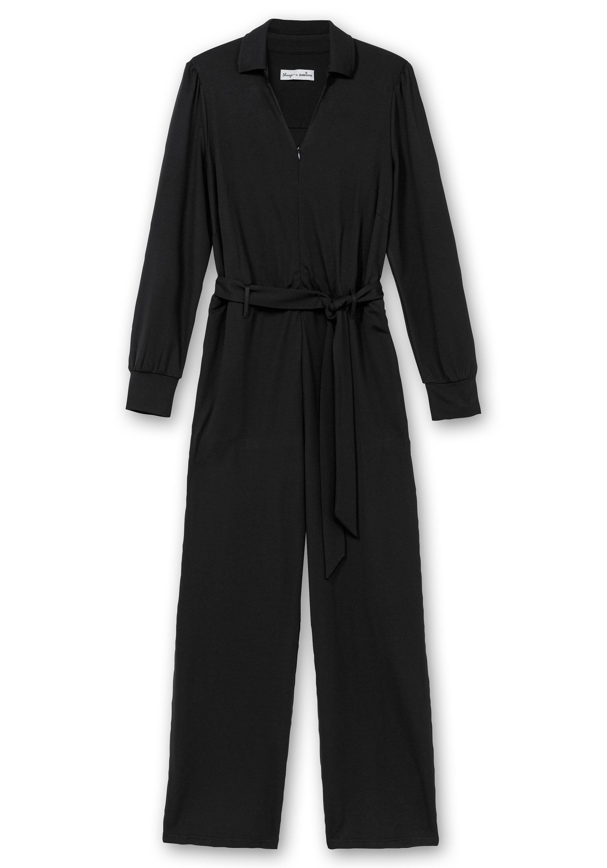 Sheego Jumpsuit »Jumpsuit mit Bindegürtel und Reißverschluss vorn«, (mit Gürtel), mit Bindegürtel und Reißverschluss vorn