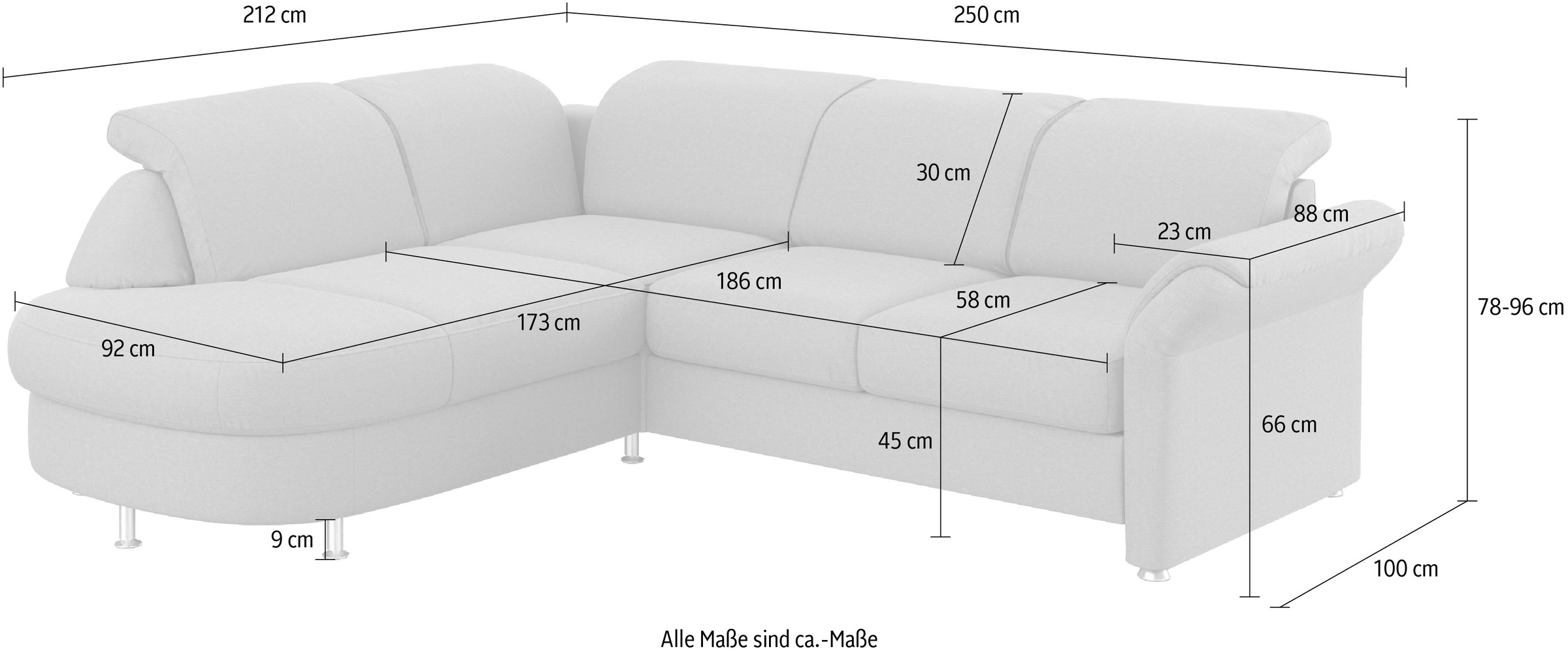 sit&more Ecksofa »Apulia L-Form«, wahlweise Bettfunktion, Bettkasten und Kopf- und Armteilverstellung