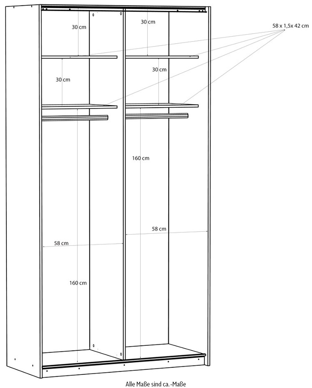 FORTE Schwebetürenschrank »Fittio, Made in Europe, 2 Schiebetüren, modernes Design«, Höhe 2,35 mtr, stehende Montage