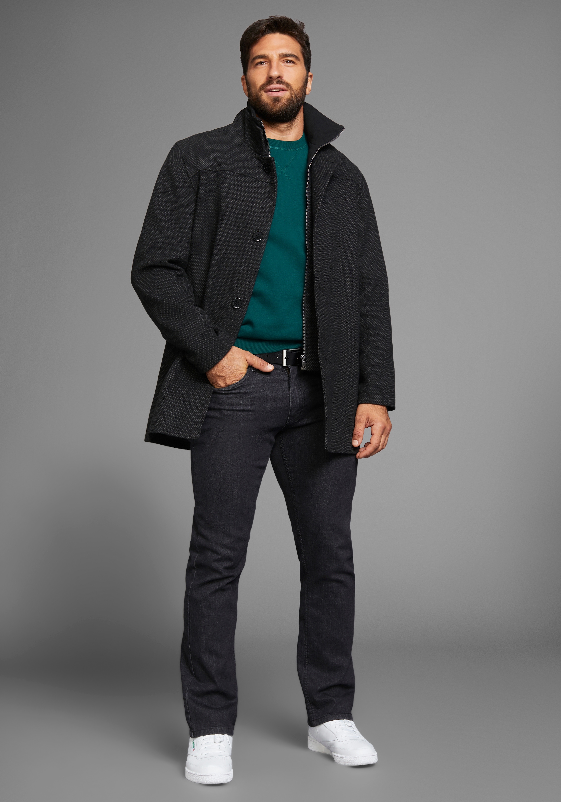 Man's World Sweatshirt Langarm,  Basic-Stil,  unifarben,  Rundhalsausschnitt