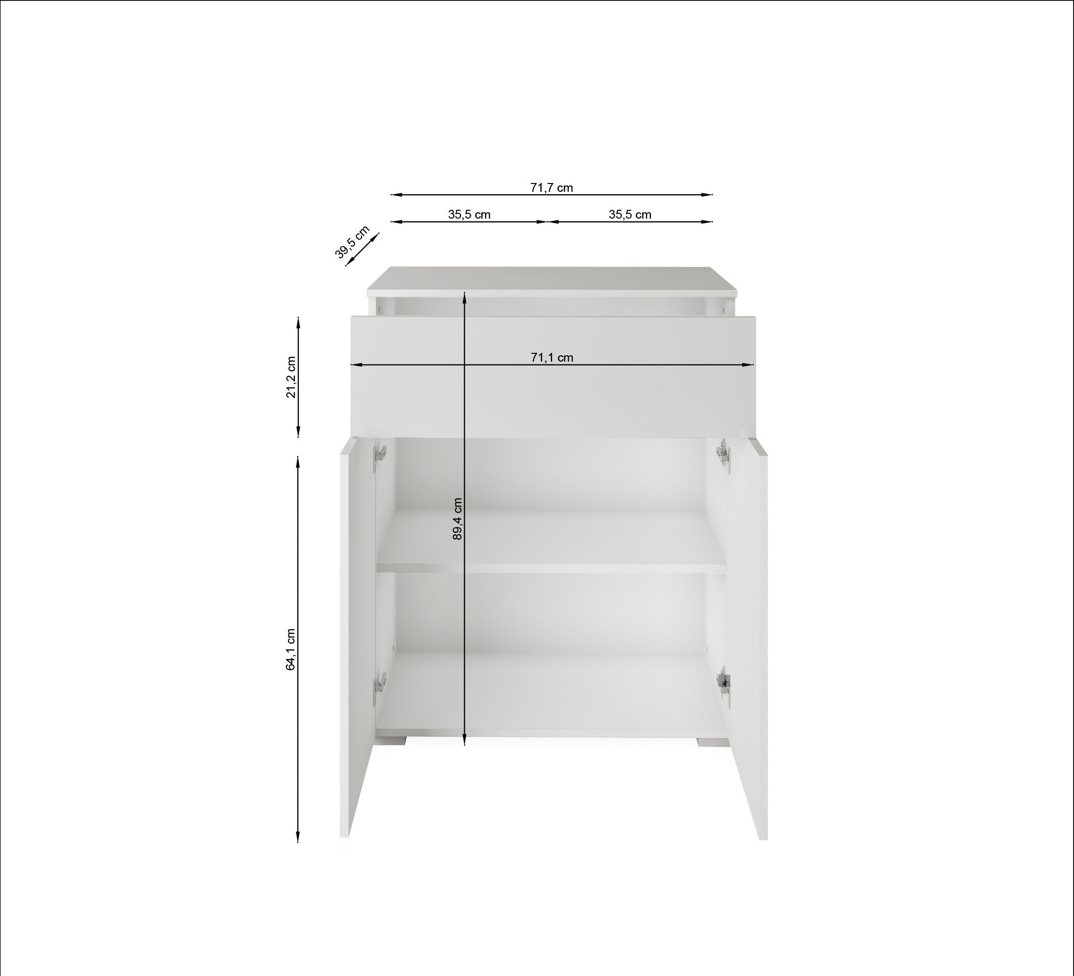 INOSIGN Sideboard »PARIS«, (1 St.), Moderne 72cm breite grifflose Kommode, vielseitig einsetzbar