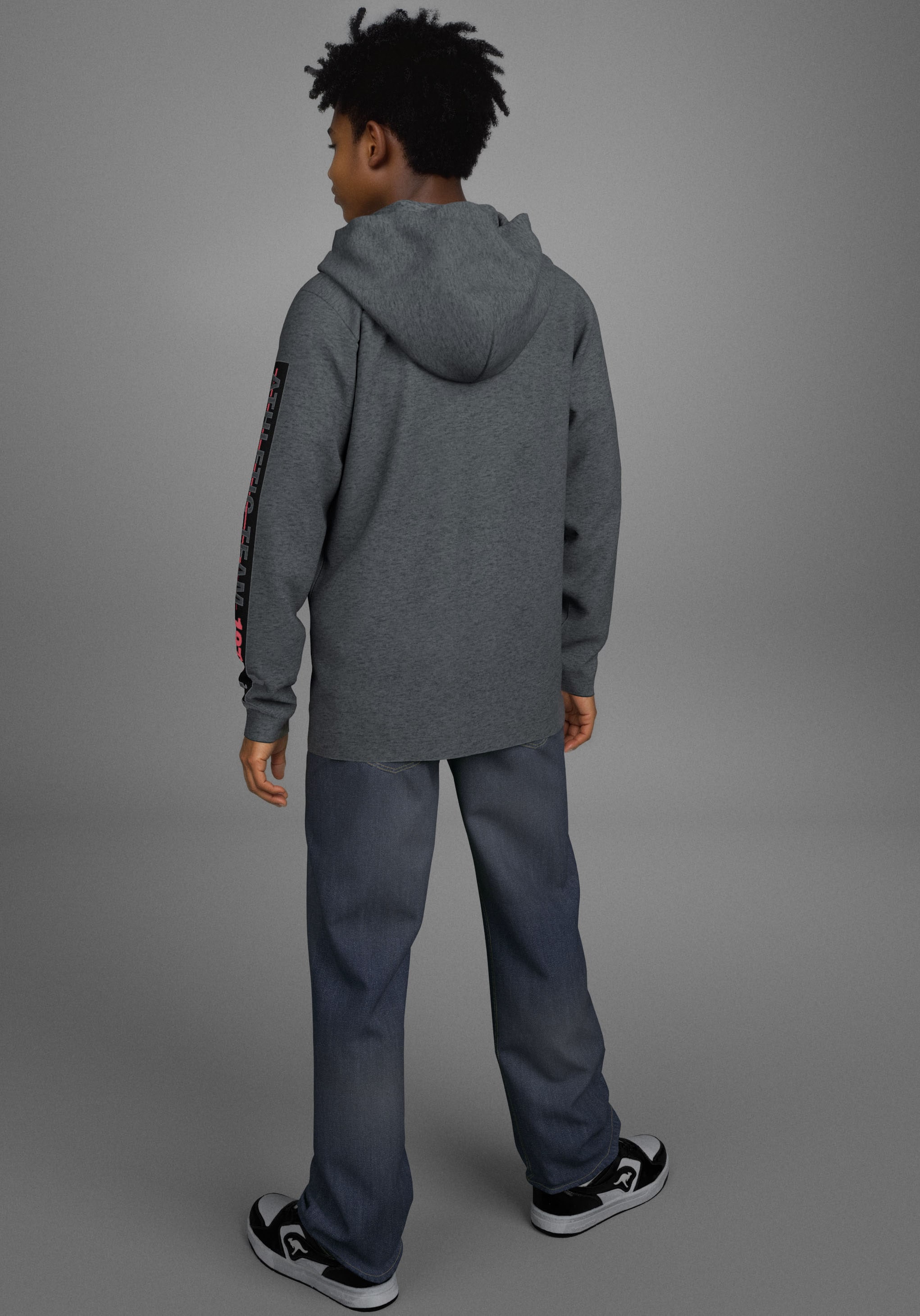 KangaROOS Kapuzenshirt »Shirt mit Ärmelprint« Meliertes Kapuzenshirt mit Ärmelprint