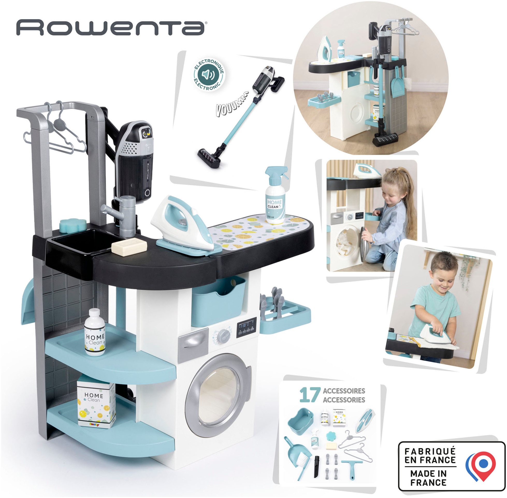 Smoby Kinder-Waschmaschine »Rowenta Haushalts-Set, Waschsalon«, Made in Europe