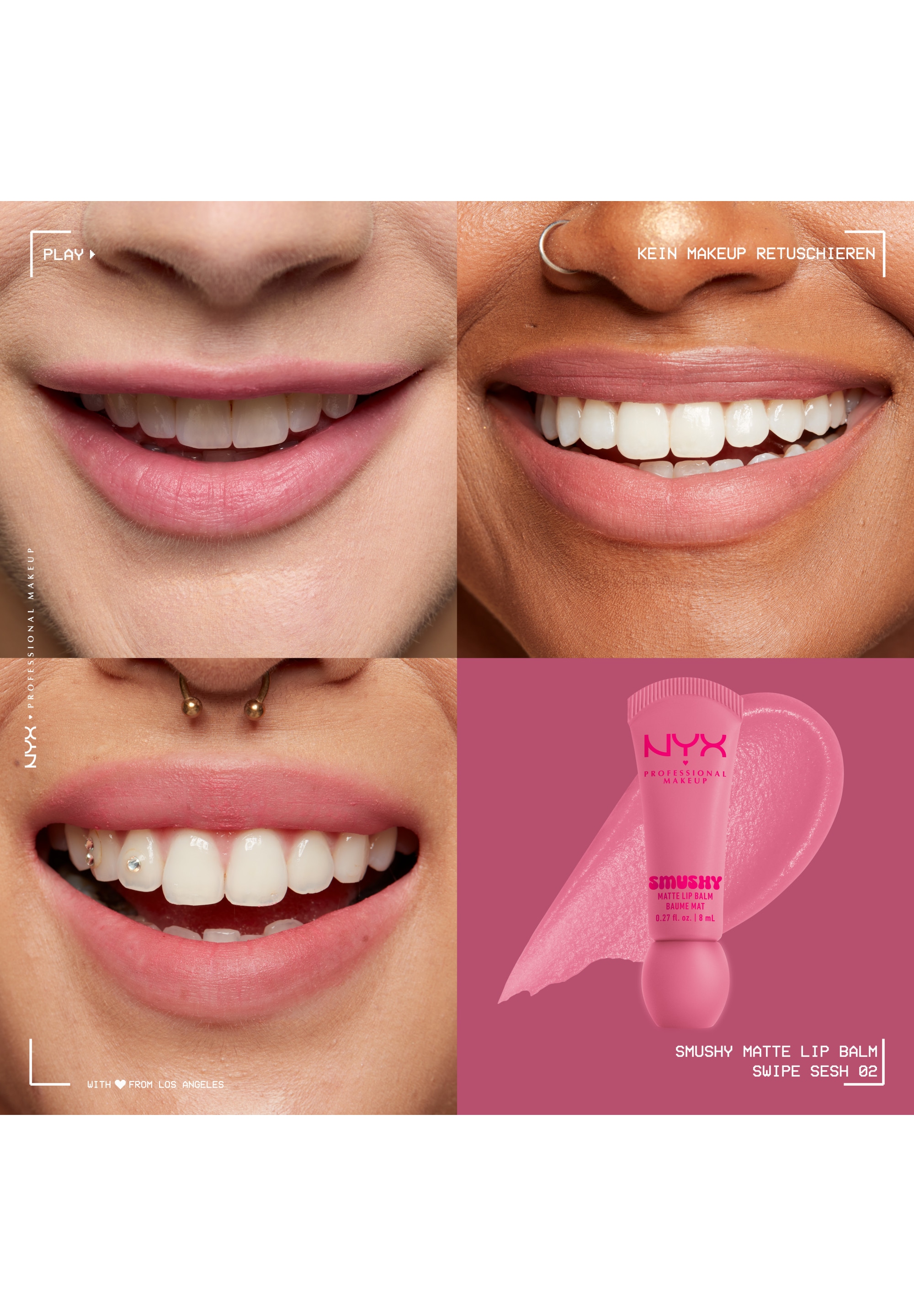 NYX Lippenbalsam »NYX Professional Makeup Smushy Matte Lip Balm« jeder der Farbtöne hat einen einzigartigen, süßen Duft