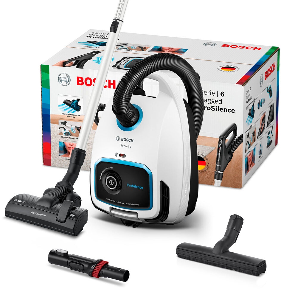 BOSCH Bodenstaubsauger »ProSilence Serie 6, W, 10 Filter, Motorgarantie XXL Jahre Beutel, BGL6TSIL«, mit mit HEPA weiß, Garantie 3 Jahren besonders leise, 700