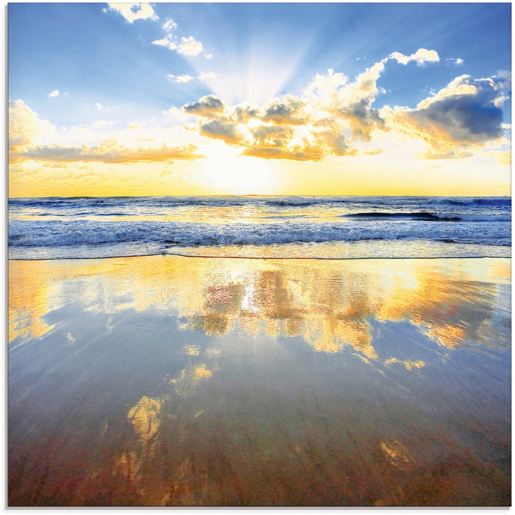 Artland Glasbild »Sonnenaufgang über dem Ozean«, Himmel, (1 St.)