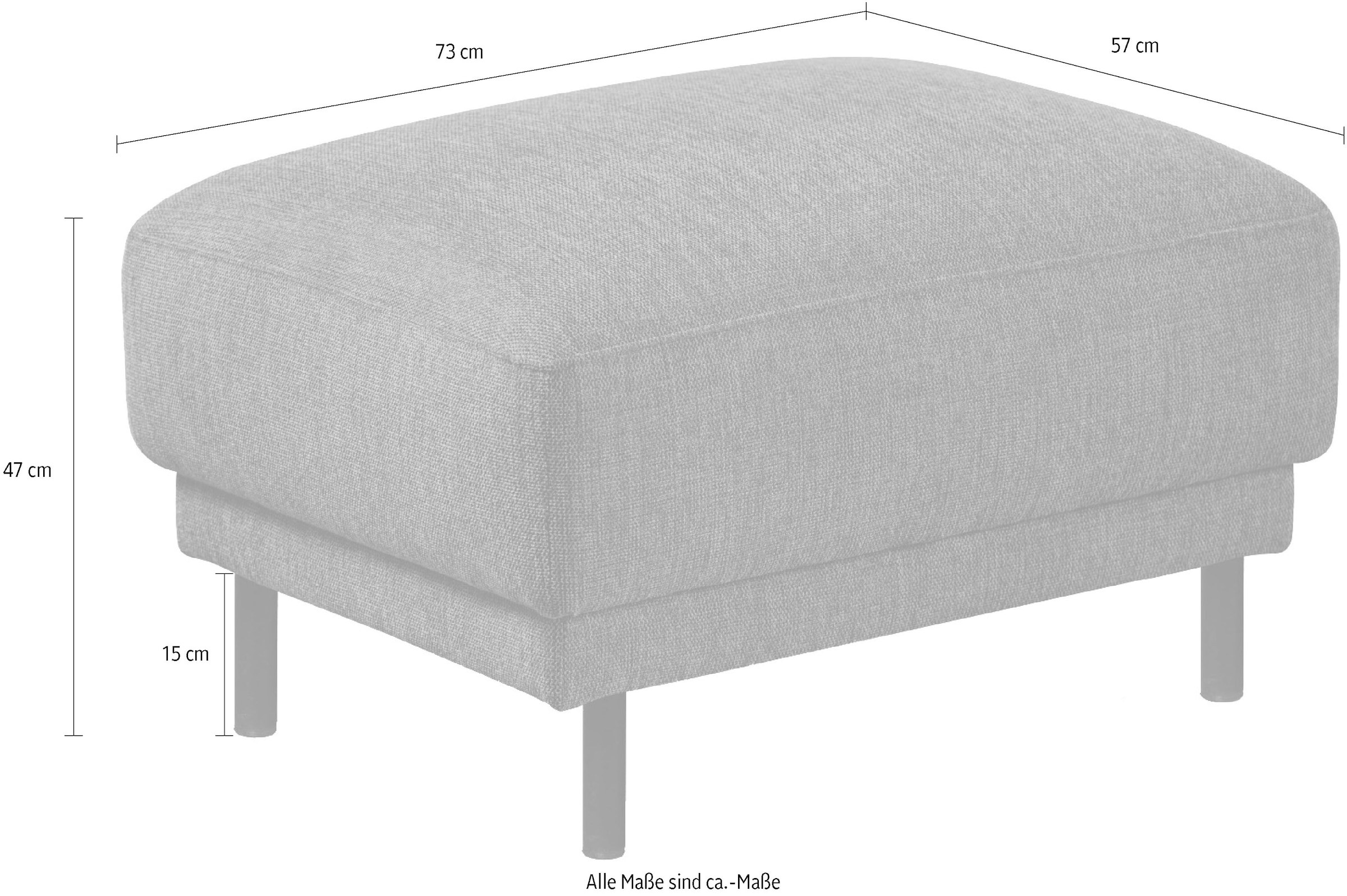 Home affaire Polsterhocker »Sveeva, 73x57 cm, schwarze Metallfüße« langlebiger Webstoff, viele Farben zur Auswahl