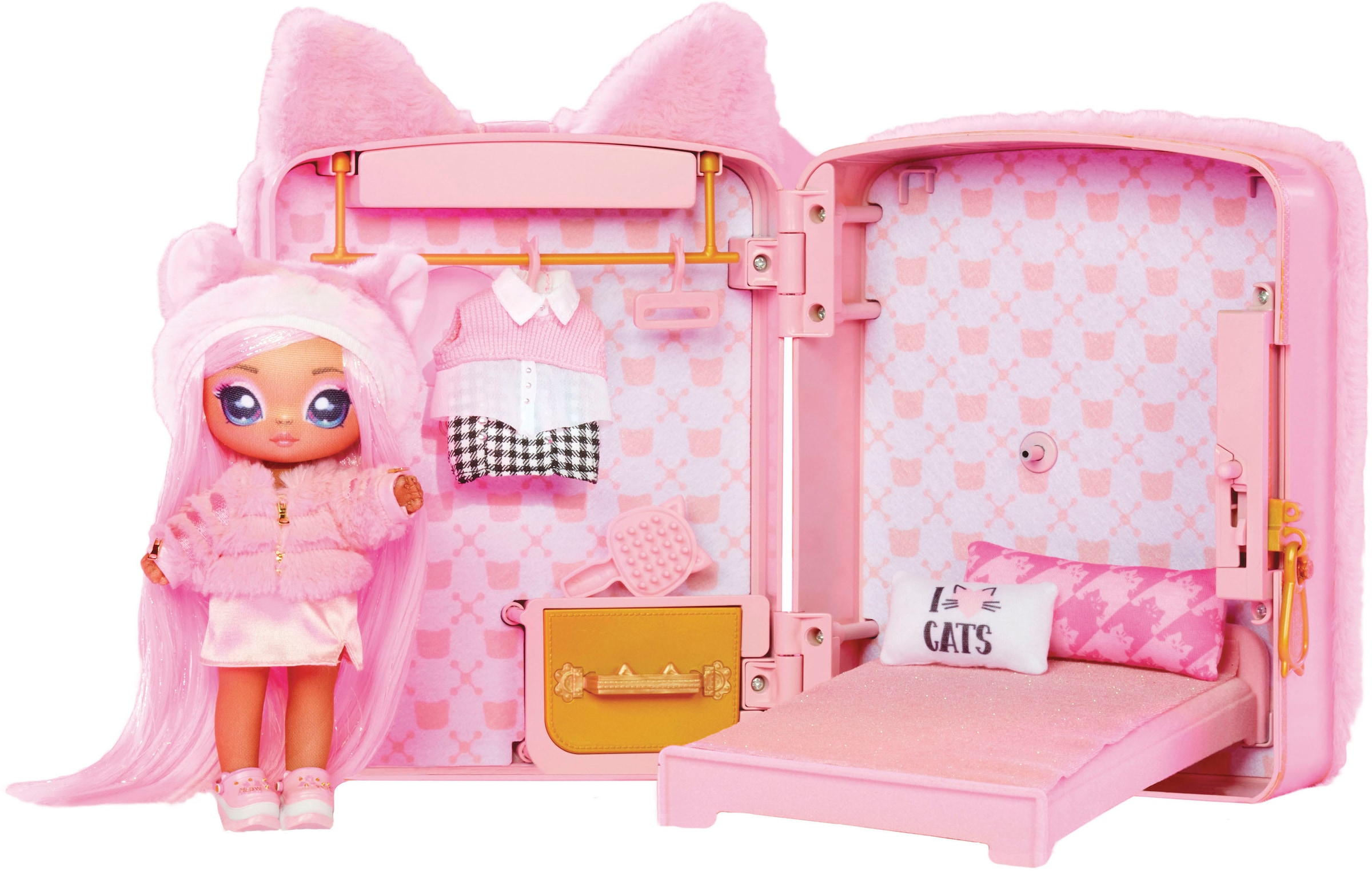 MGA ENTERTAINMENT Puppenmöbel »3in1 Backpack Bedroom Series 3 Playset - Pink Kitty«, Na!Na!Na! Surprise