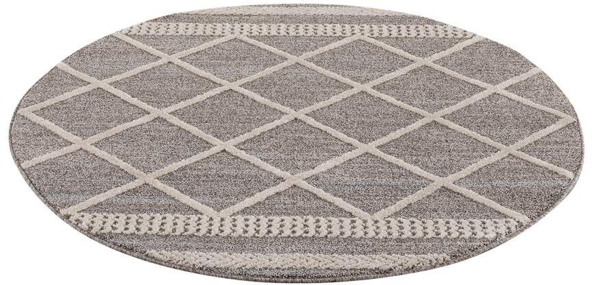 Carpet City Teppich »Art 2645«, rund, 7 mm Höhe, Kurzflor, Rauten-Optik, ideal für Flur & Diele